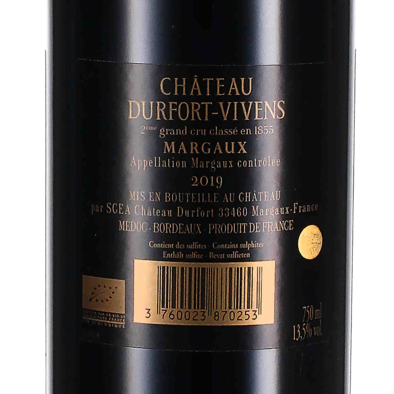 Château Durfort-Vivens Margaux 2ème Cru Classé 2019