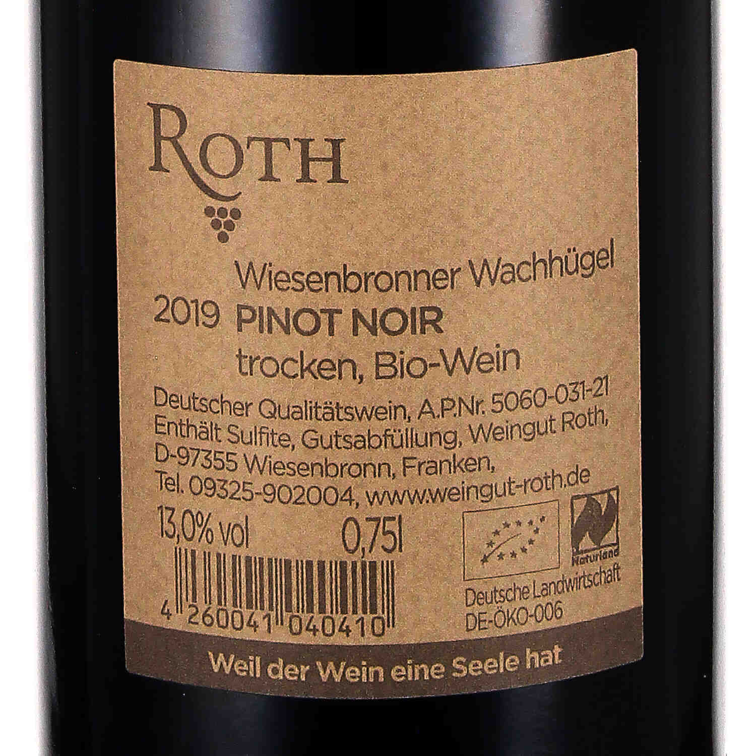 Pinot Noir Erste Lage Wiesenbronner Wachhügel 2019, QW (bio)