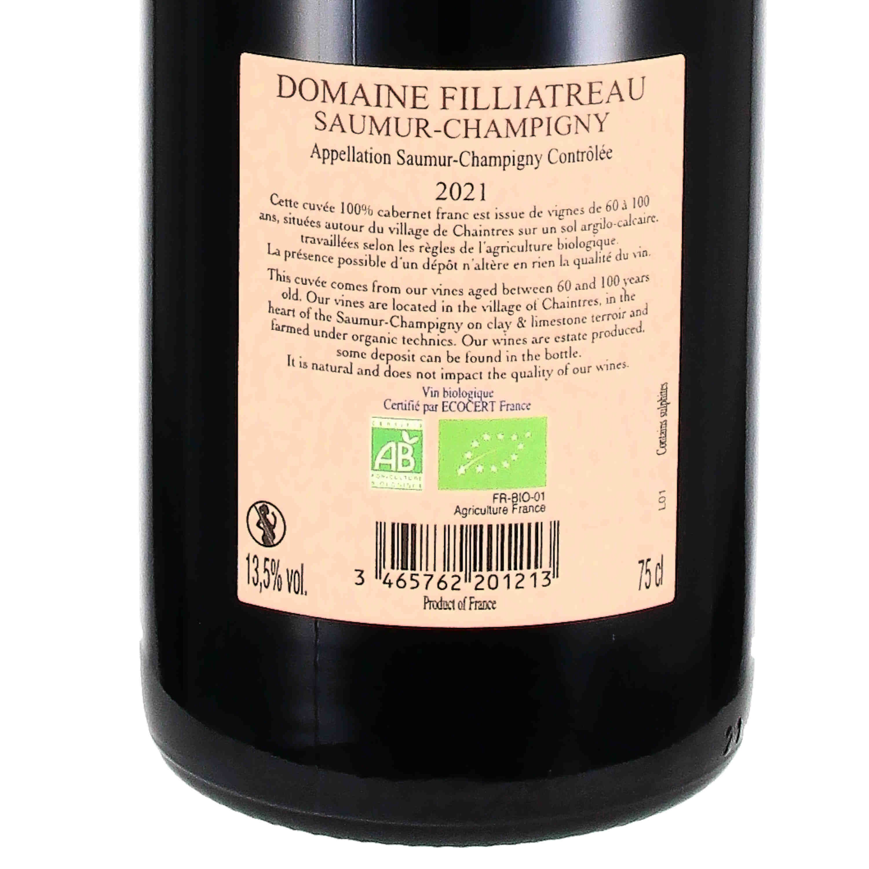 Saumur Champigny Vielles Vignes 2021 (bio)
