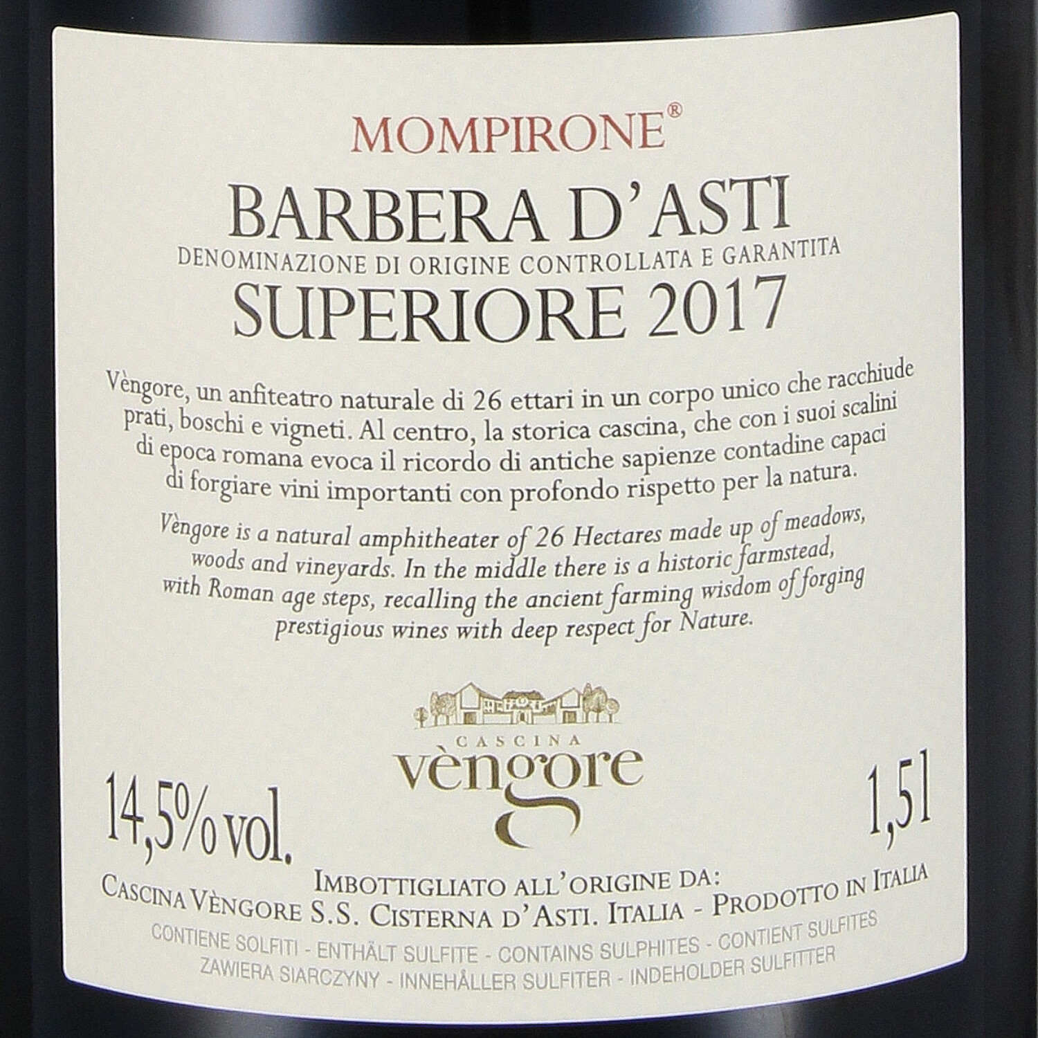Barbera d'Asti Superiore Mompirone DOCG 2017 - Magnum