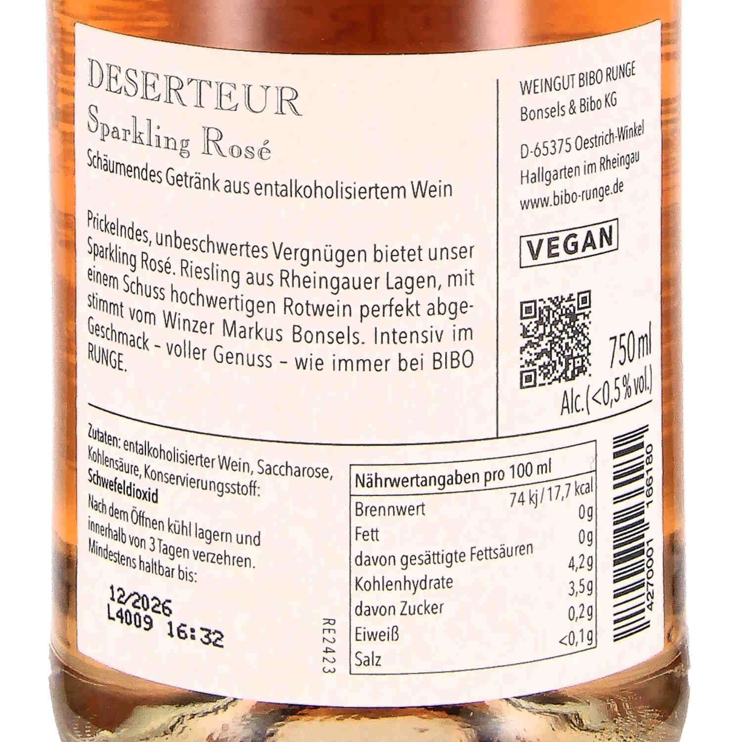 Sparkling Rosé Alkoholfrei Deserteur
