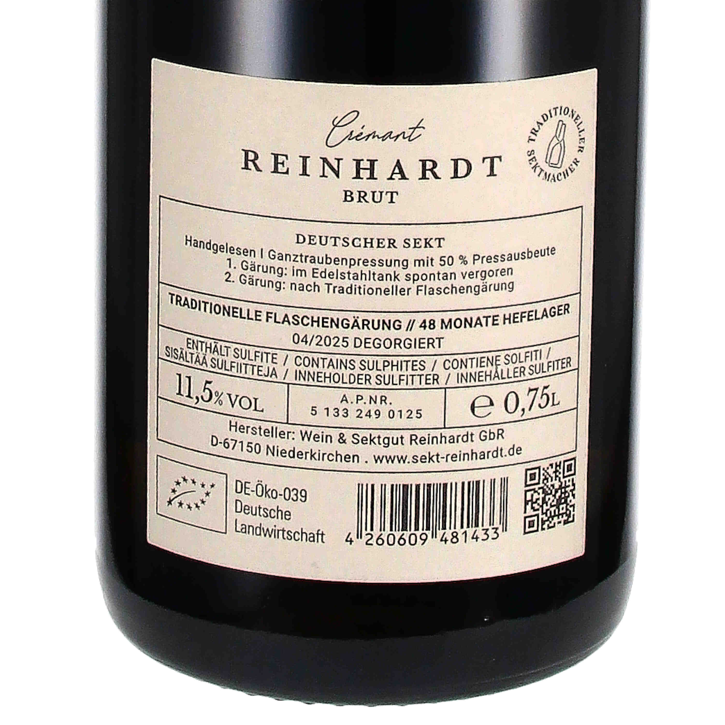 Crémant brut, Sekt bA-Pfalz (bio)
