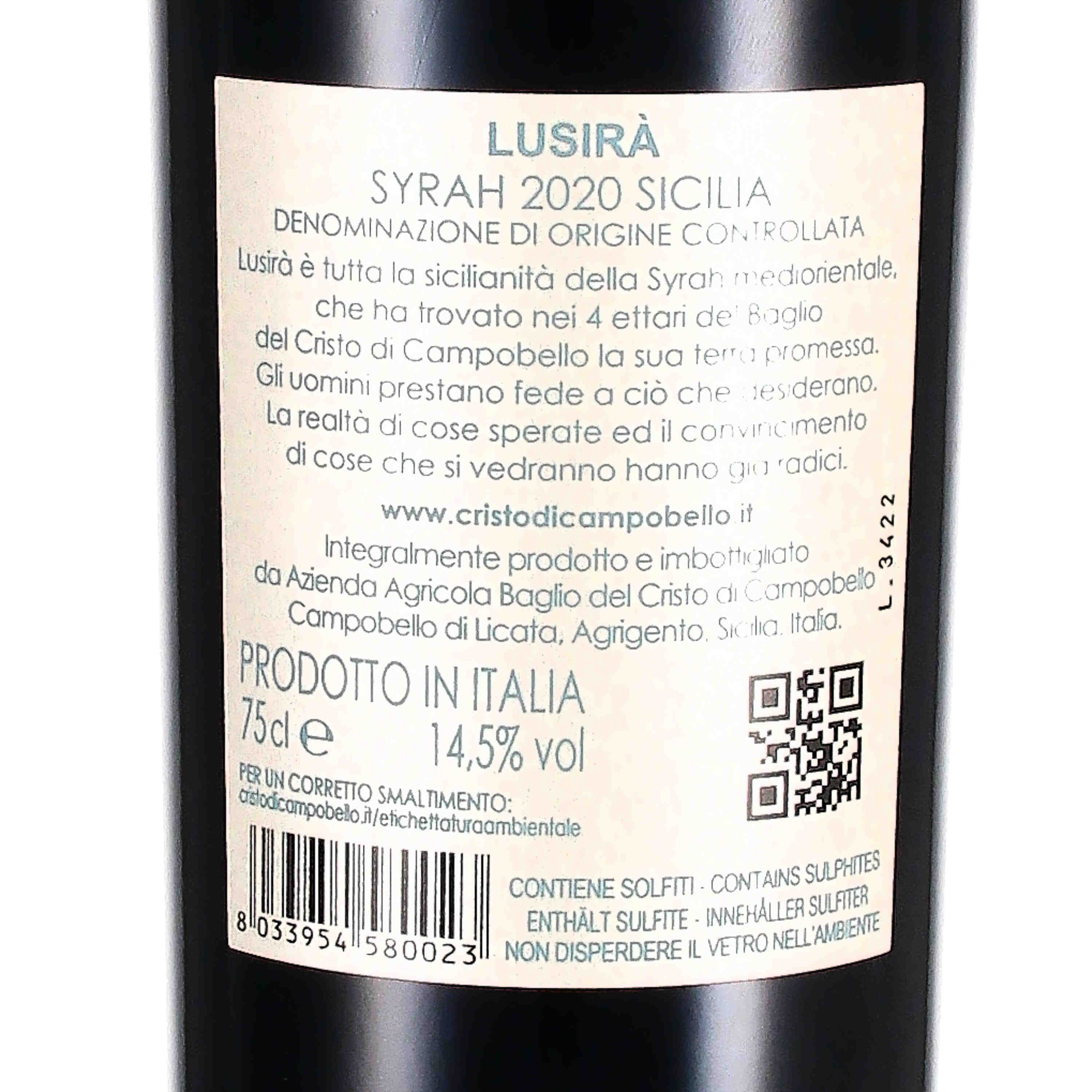 Lusirà Syrah Sicilia DOC 2020