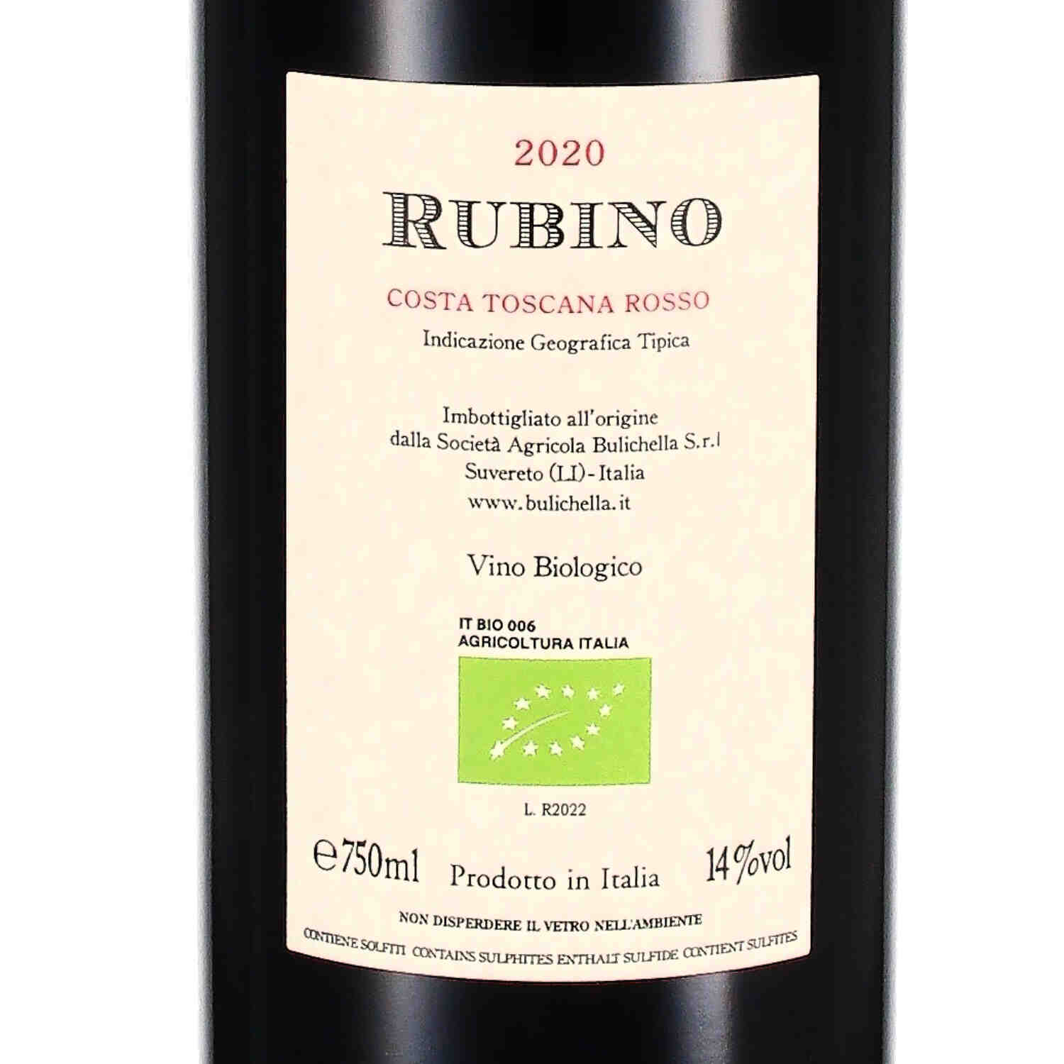 Costa Toscana Rosso IGT Rubino 2020 (bio)