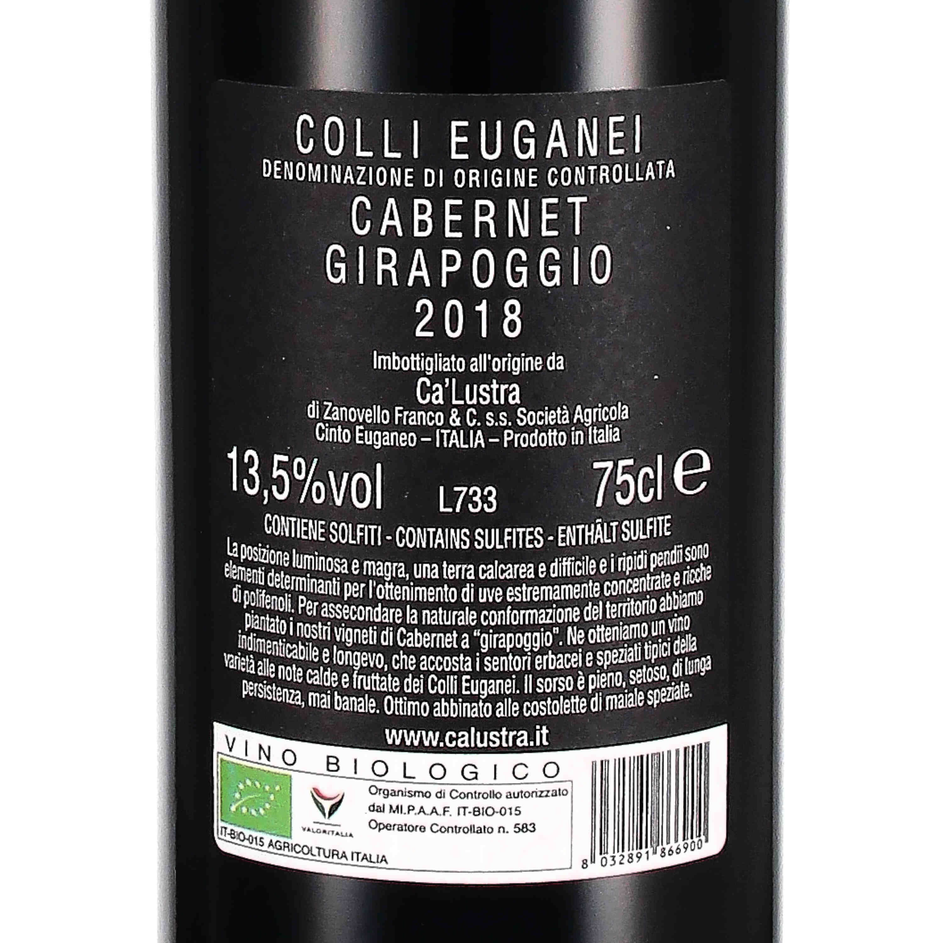 Cabernet DOC Colli Euganei Girapoggio 2018 (bio)