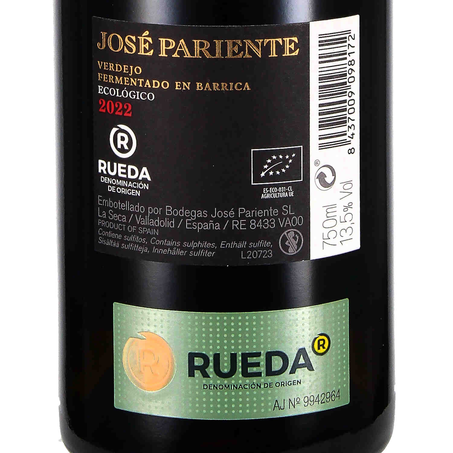 José Pariente Verdejo fermentado en barrica 2022 Rueda D. O. (bio)