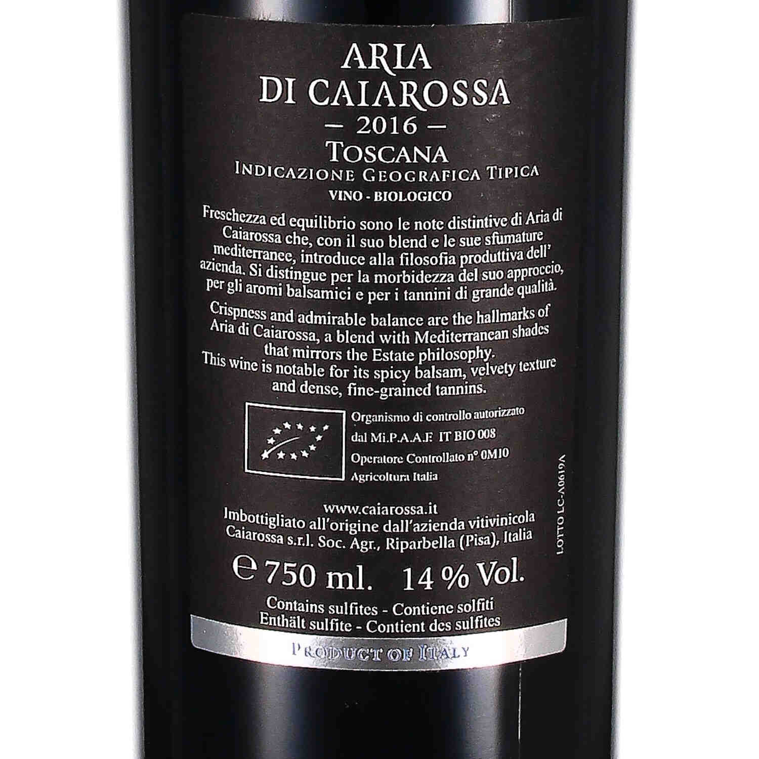 Aria di Caiarossa Toscana rosso IGT 2016 (bio)