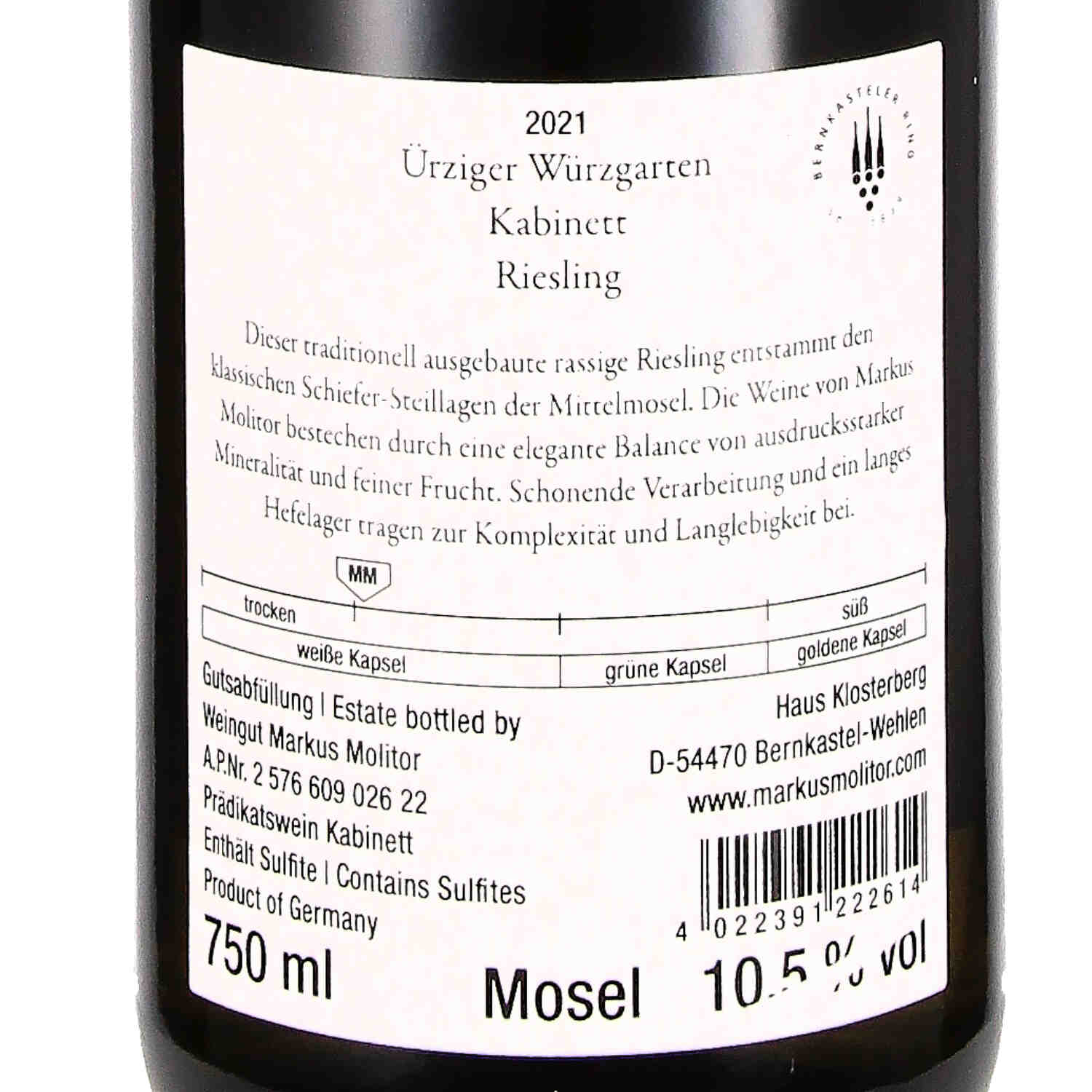 Riesling Kabinett trocken "Ürziger Würzgarten" 2021