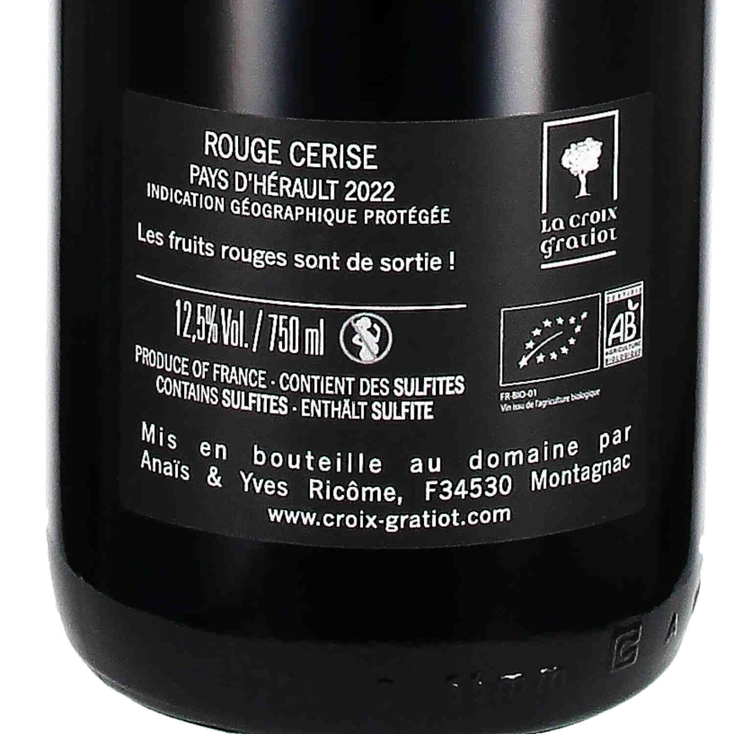 Rouge Cerise IGP Pays d’Hérault 2022 (bio)