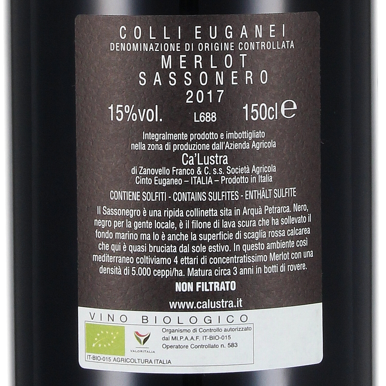 Merlot Sassonero DOC Colli Euganei 2017 (bio) - Magnum
