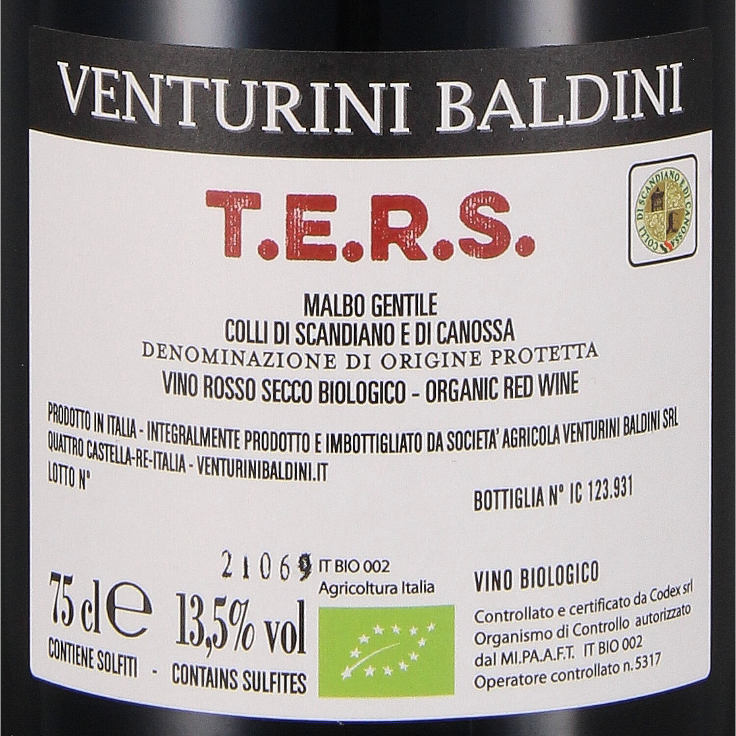Malbo Gentile T.e.r.s. DOP Reggiano 2018  (bio) - SSV 20%