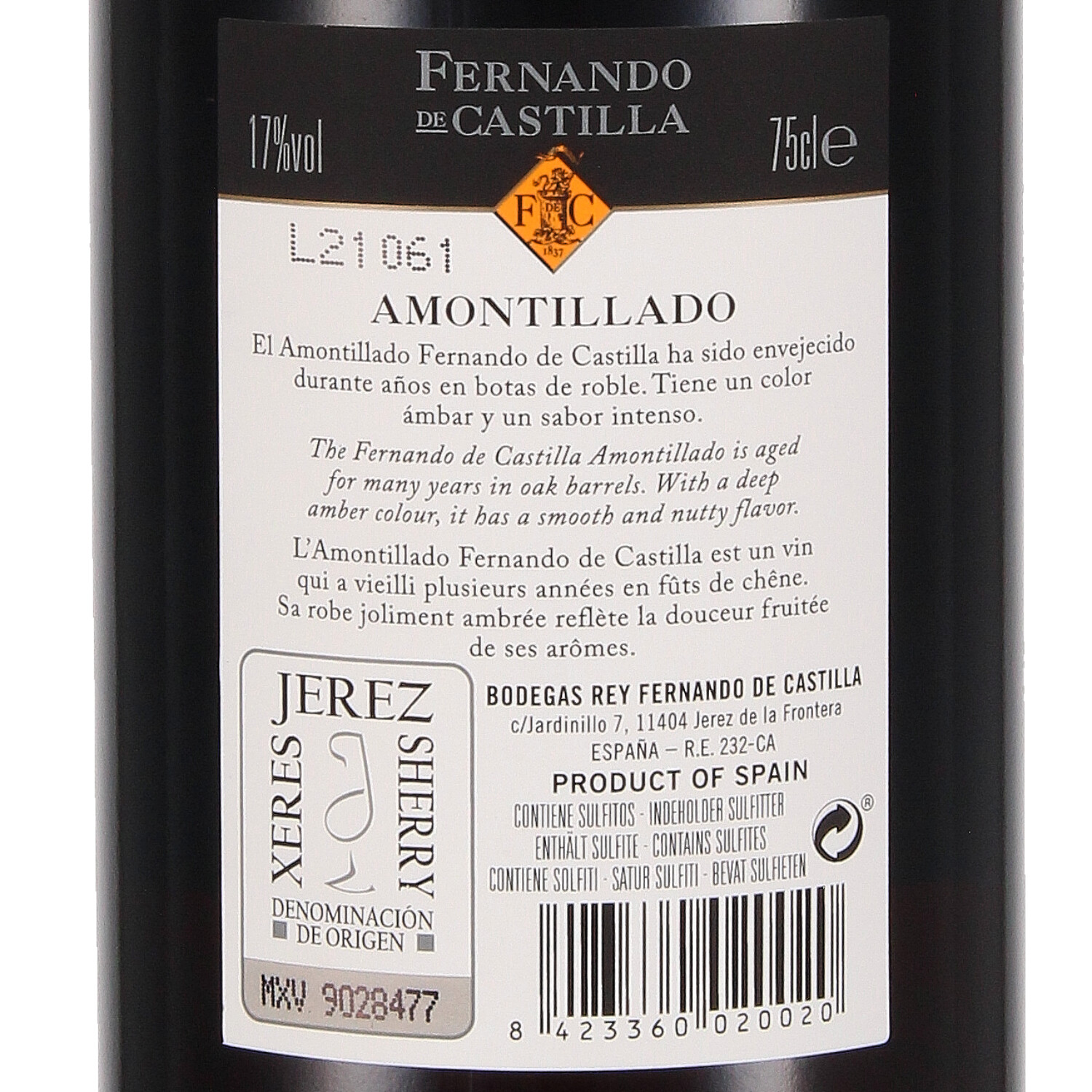 Sherry Amontillado Dry Classic, Jerez D. O.