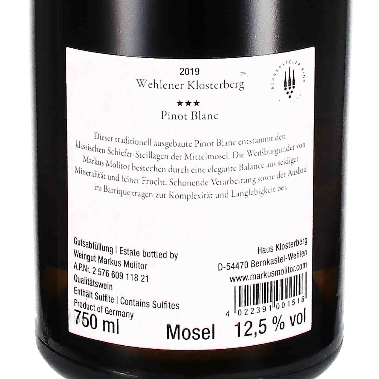 Pinot Blanc Wehlener Klosterberg  *** 2019
