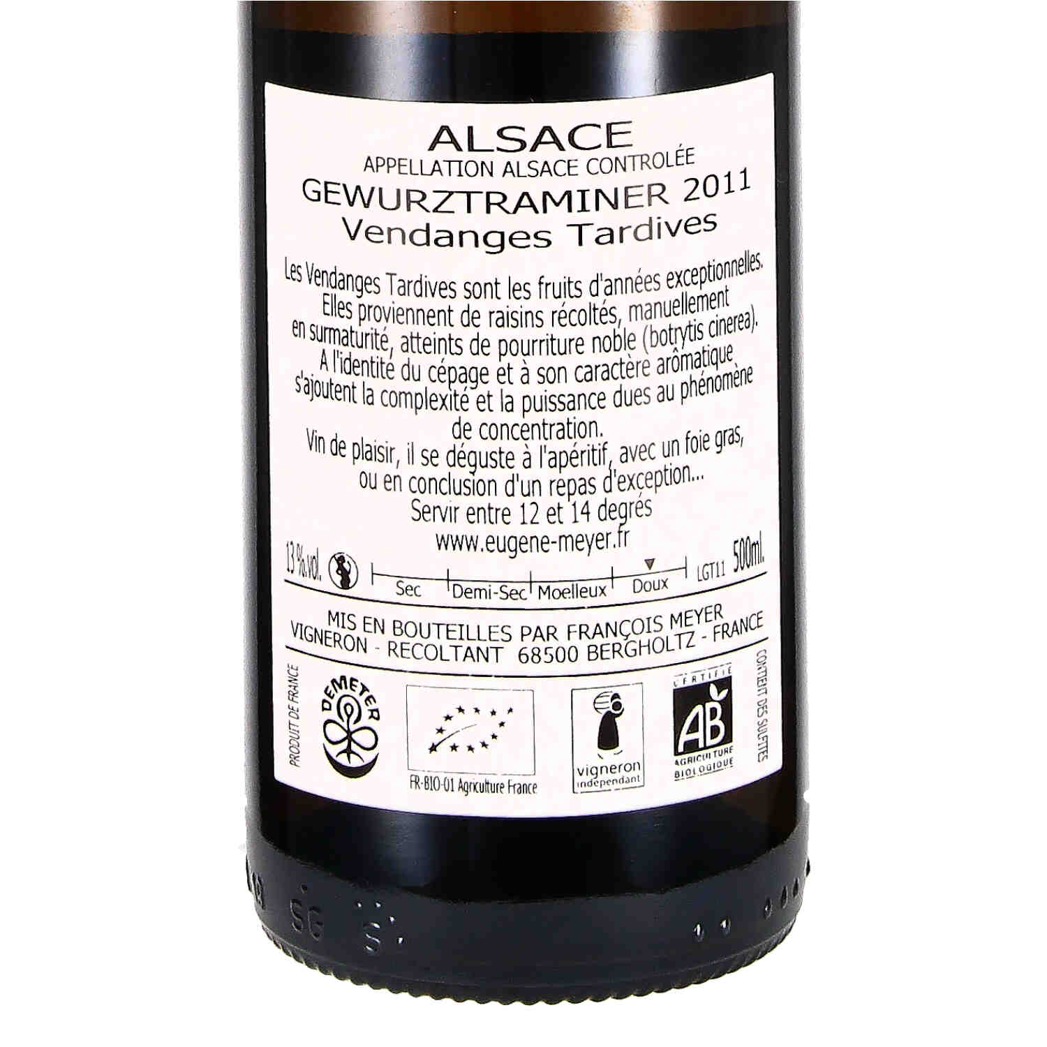 Gewürztraminer Vendanges Tardives  - halber Liter (bio)