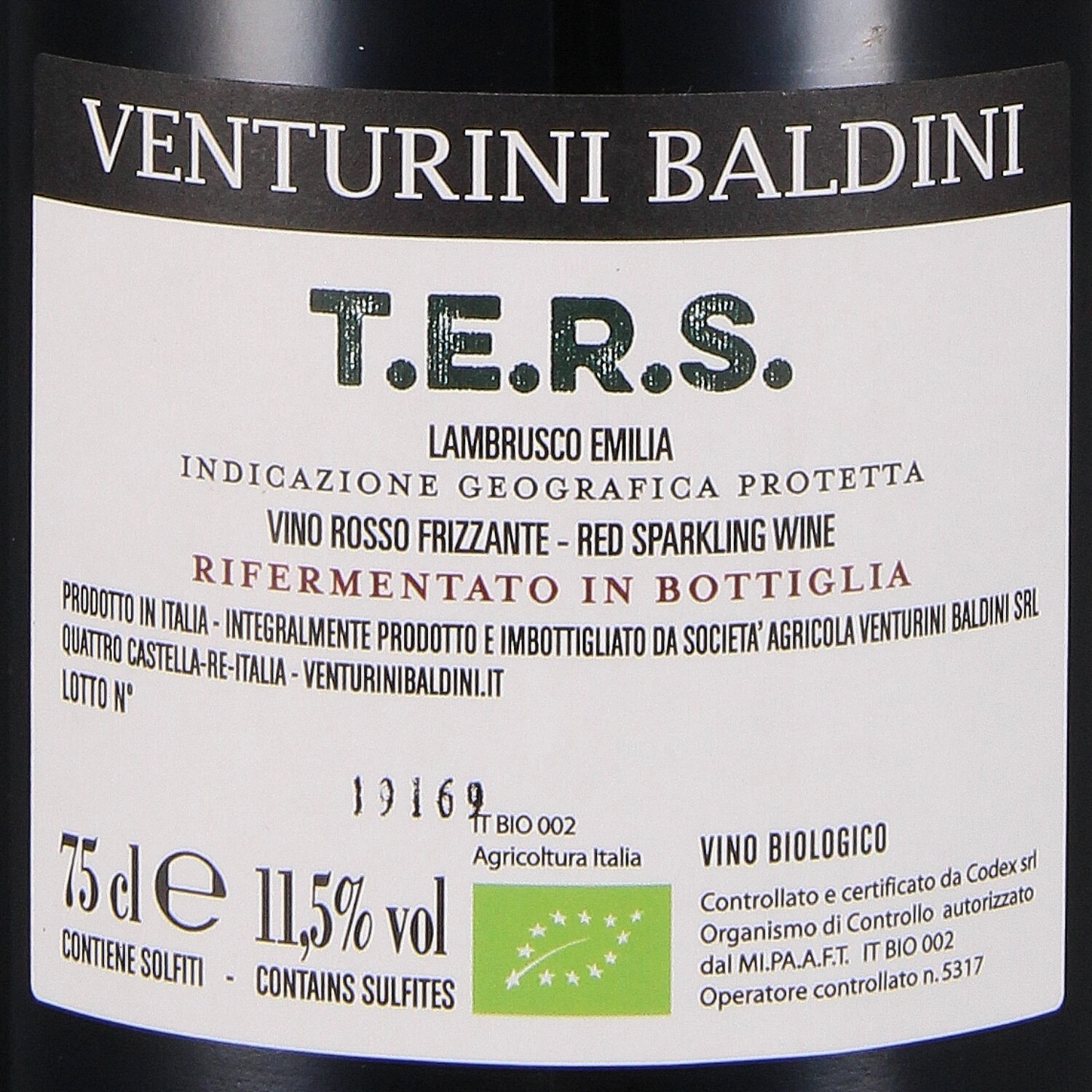 Lambrusco Spumante Ancestral T.e.r.s.Rosso IGP Emilia  (bio)  2018- SSV 25 %