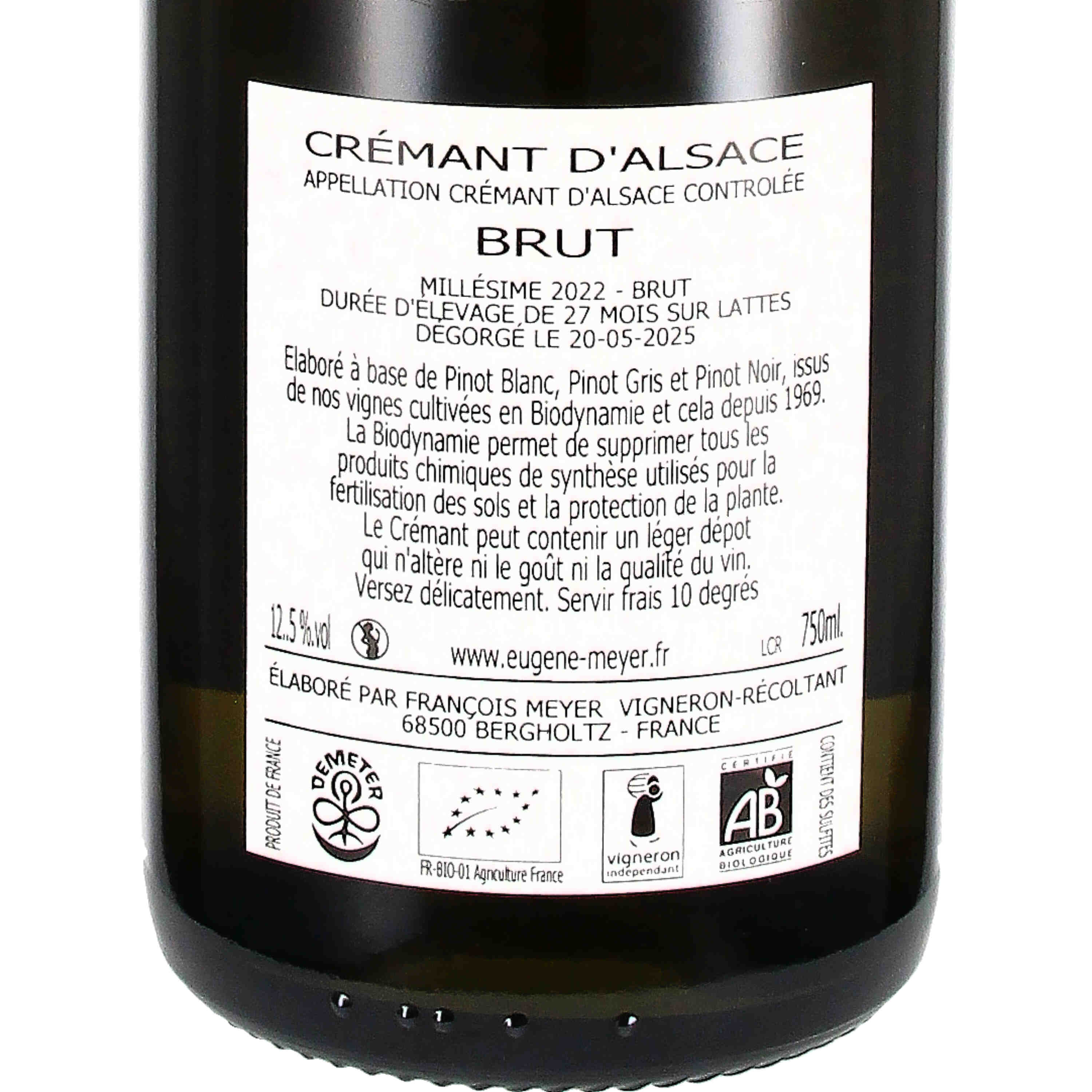 Crémant d'Alsace AOC Brut Millésime 2022 (bio)