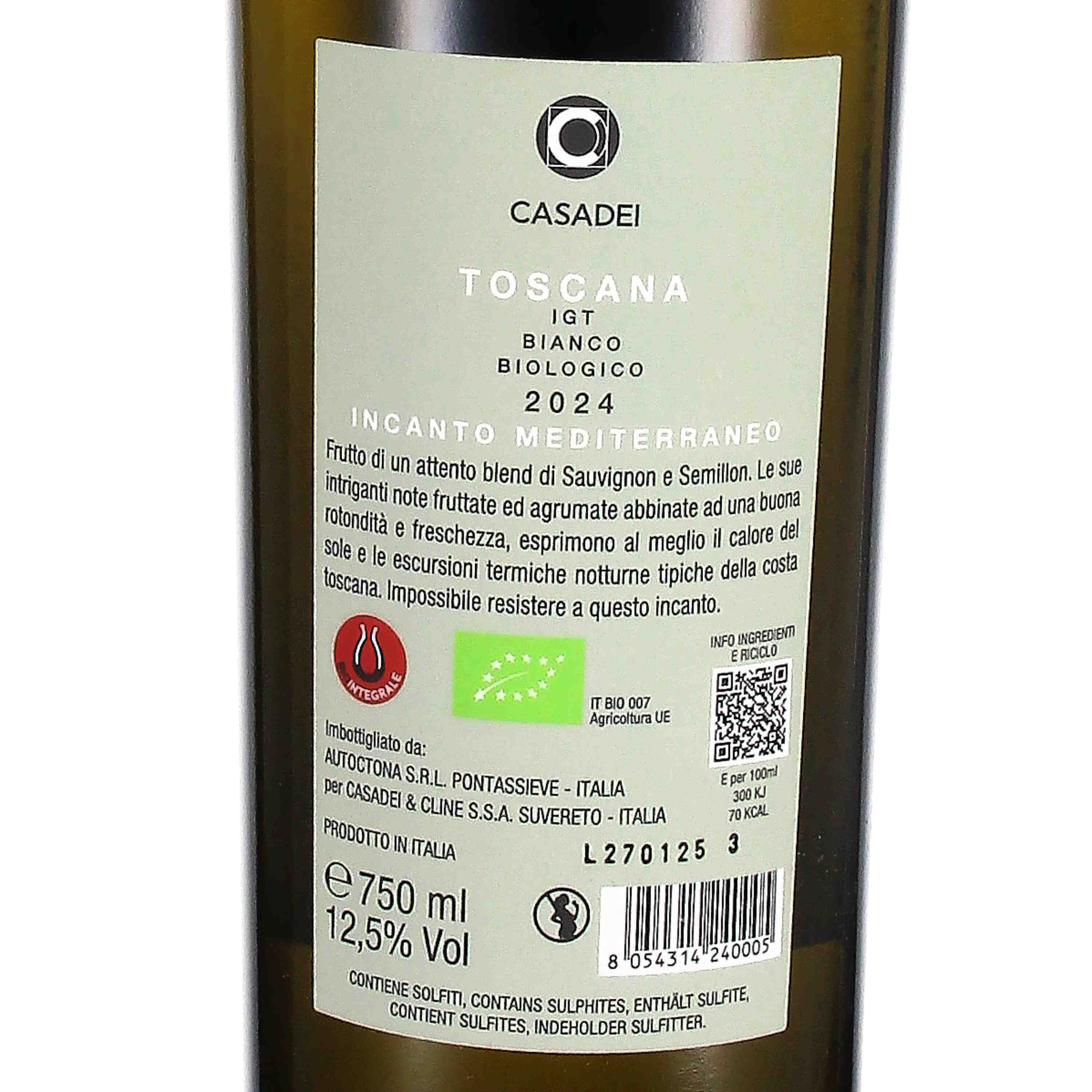 Toscana bianco "incanto mediterraneo" (Sauvignon- Semillon) 2024 bio