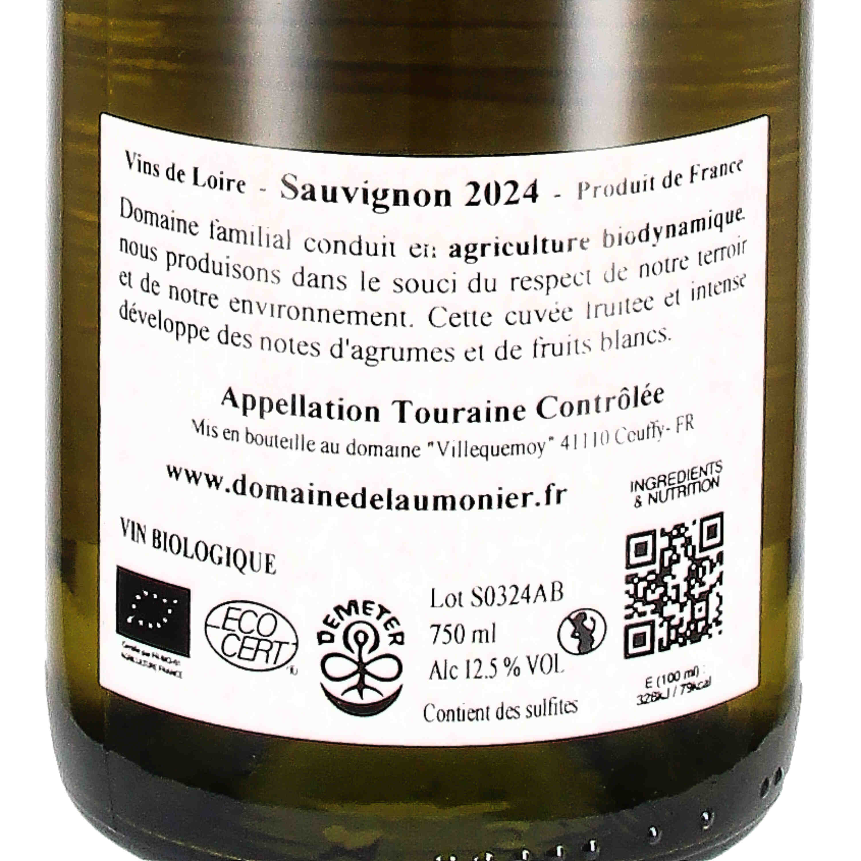 Touraine Sauvignon Blanc AOC 2024 (Bio)