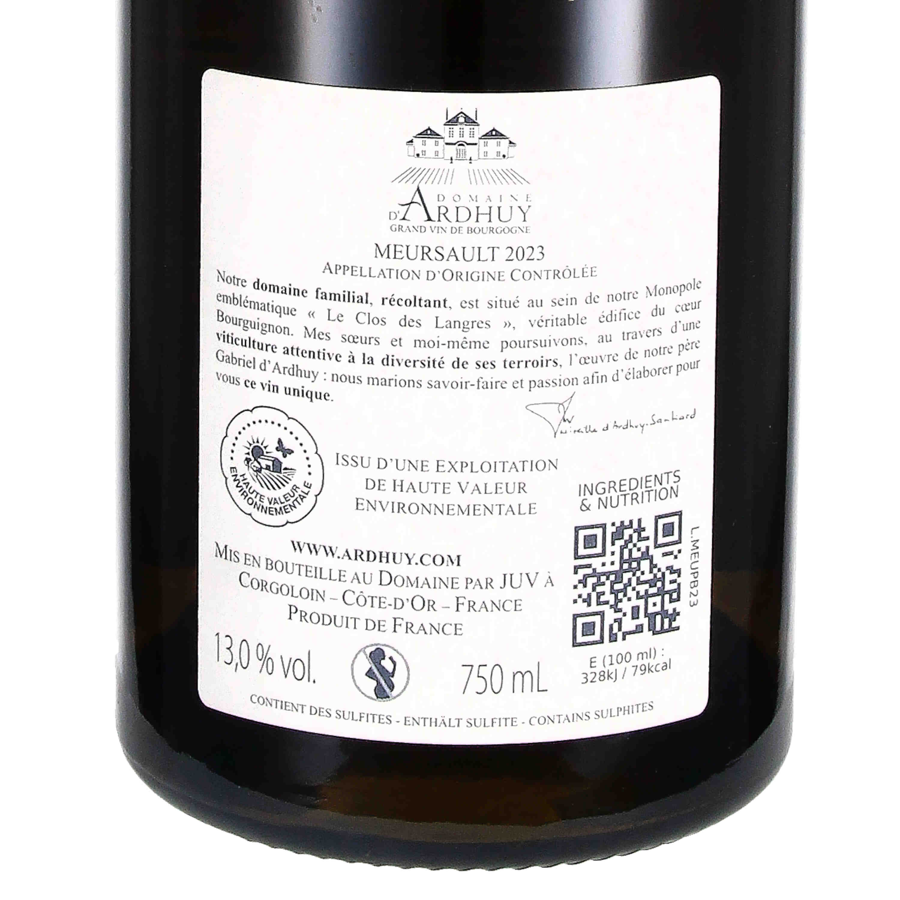 Meursault Villages blanc Les Pellans AOC 2023