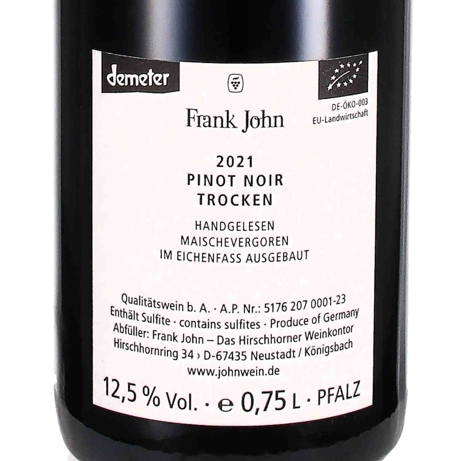 Pinot Noir Kalkstein 2021, QW (bio)