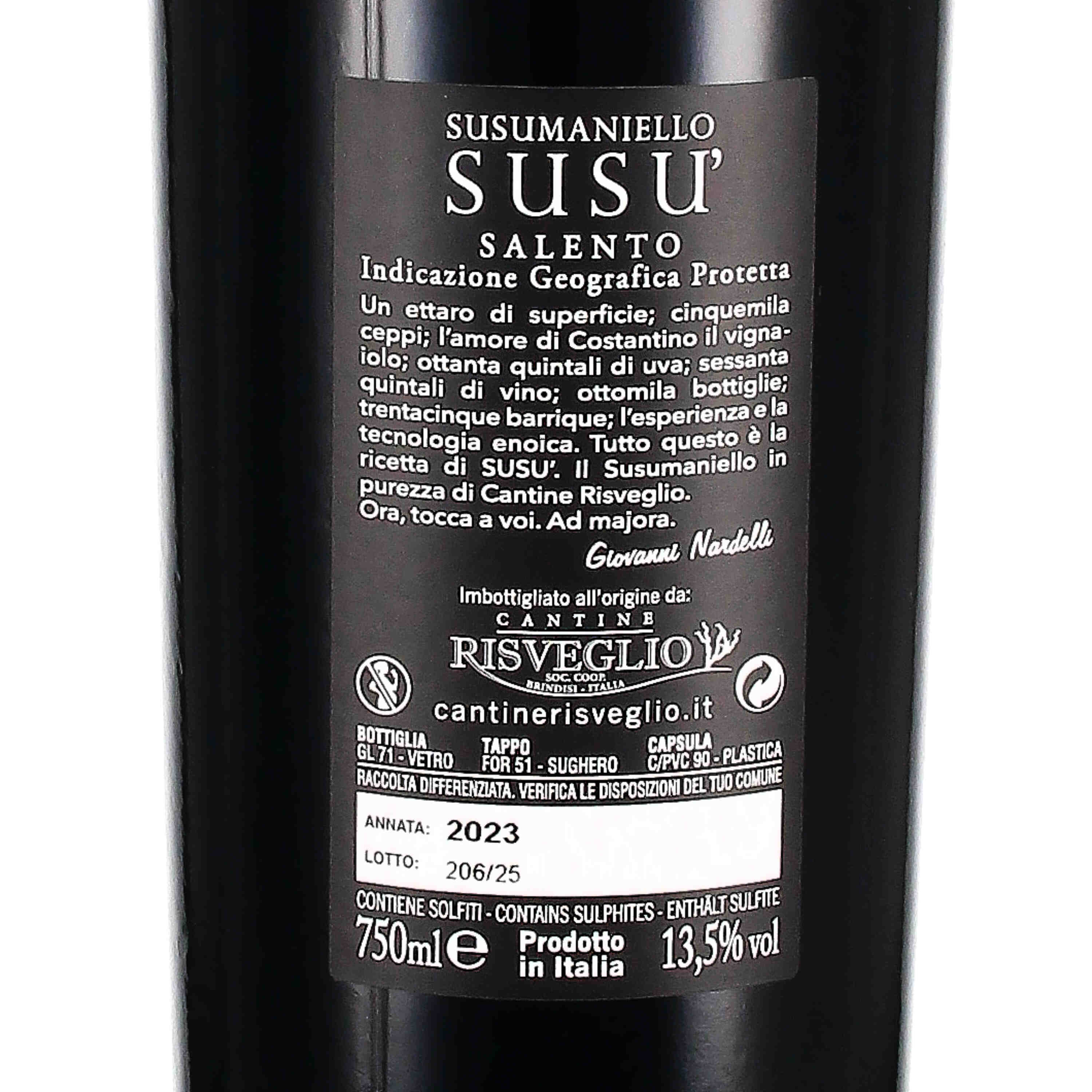 Salento rosso Susumaniello Susu 2023