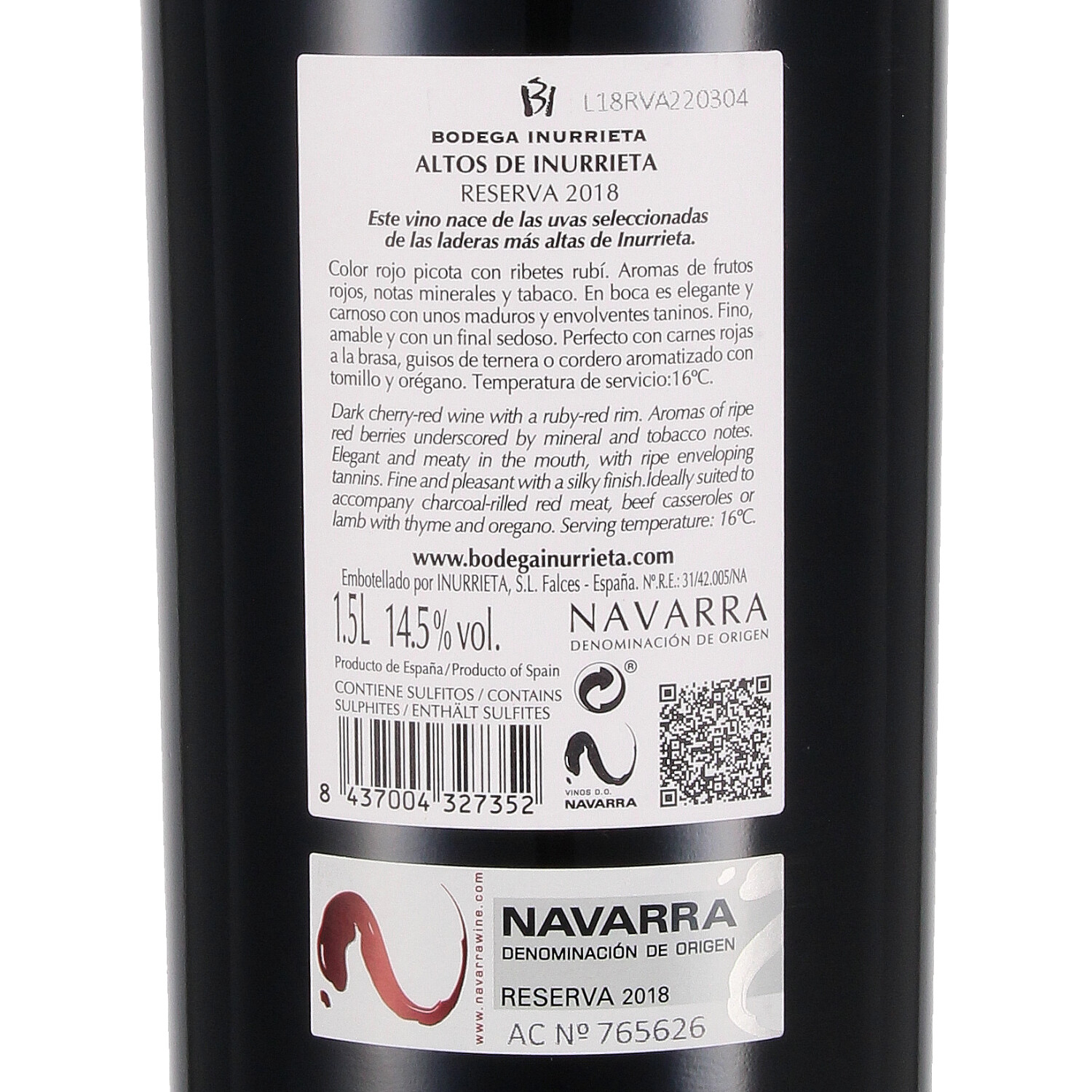 Altos de Inurrieta Reserva 2018 Navarra D.O. - Magnum