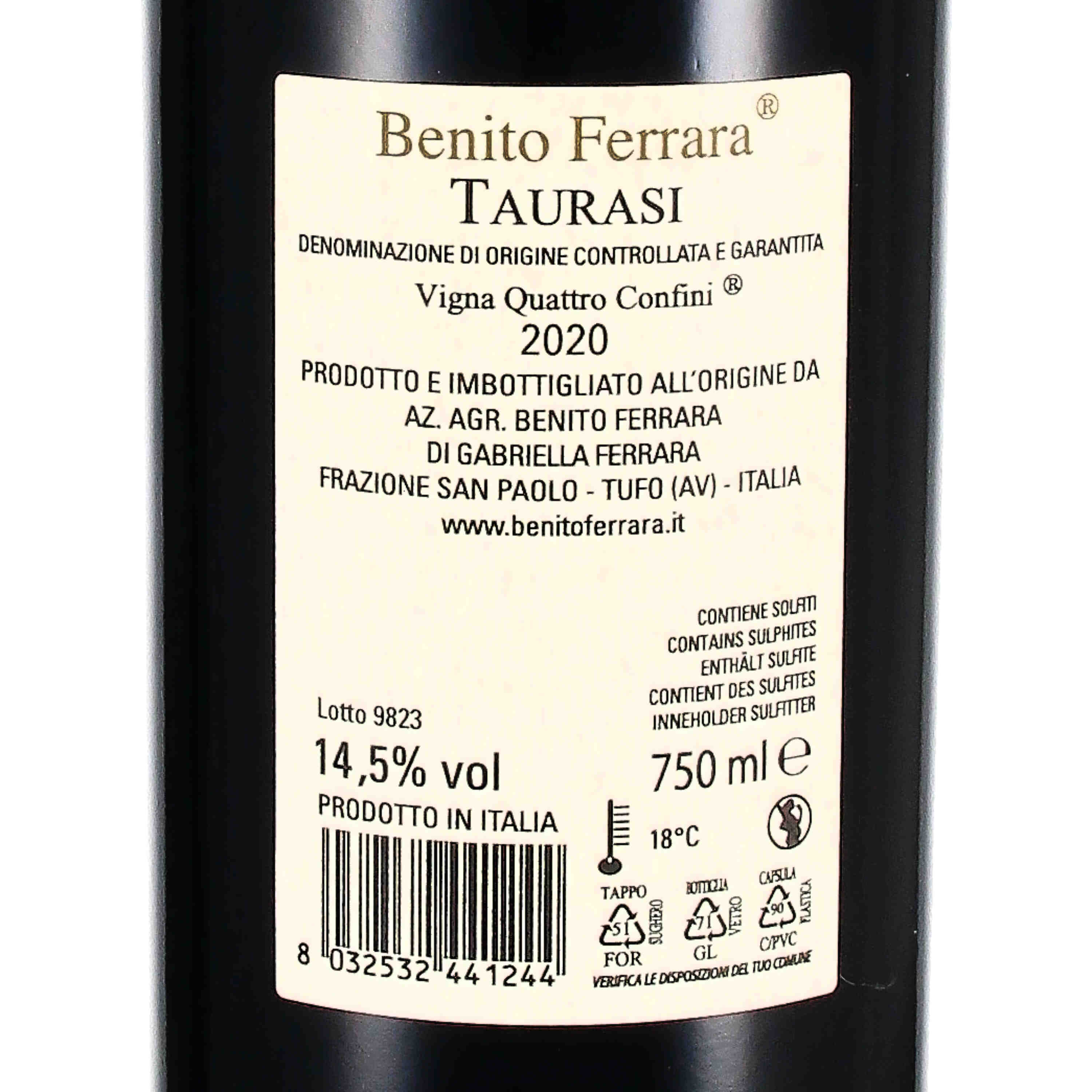 Taurasi DOCG Vigna Quattro Confini 2020