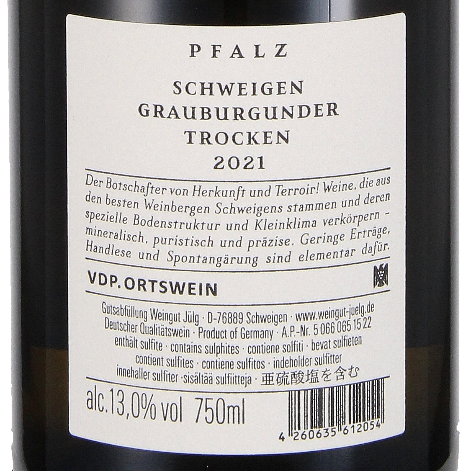 Grauburgunder Schweigen VDP.Ortswein 2021, QW