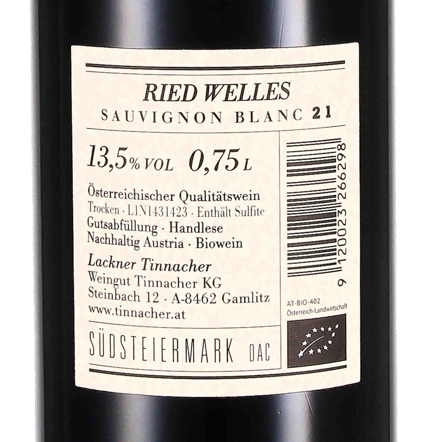 Sauvignon Blanc Ried Welles Erste STK Lage 2021, Qw (bio)