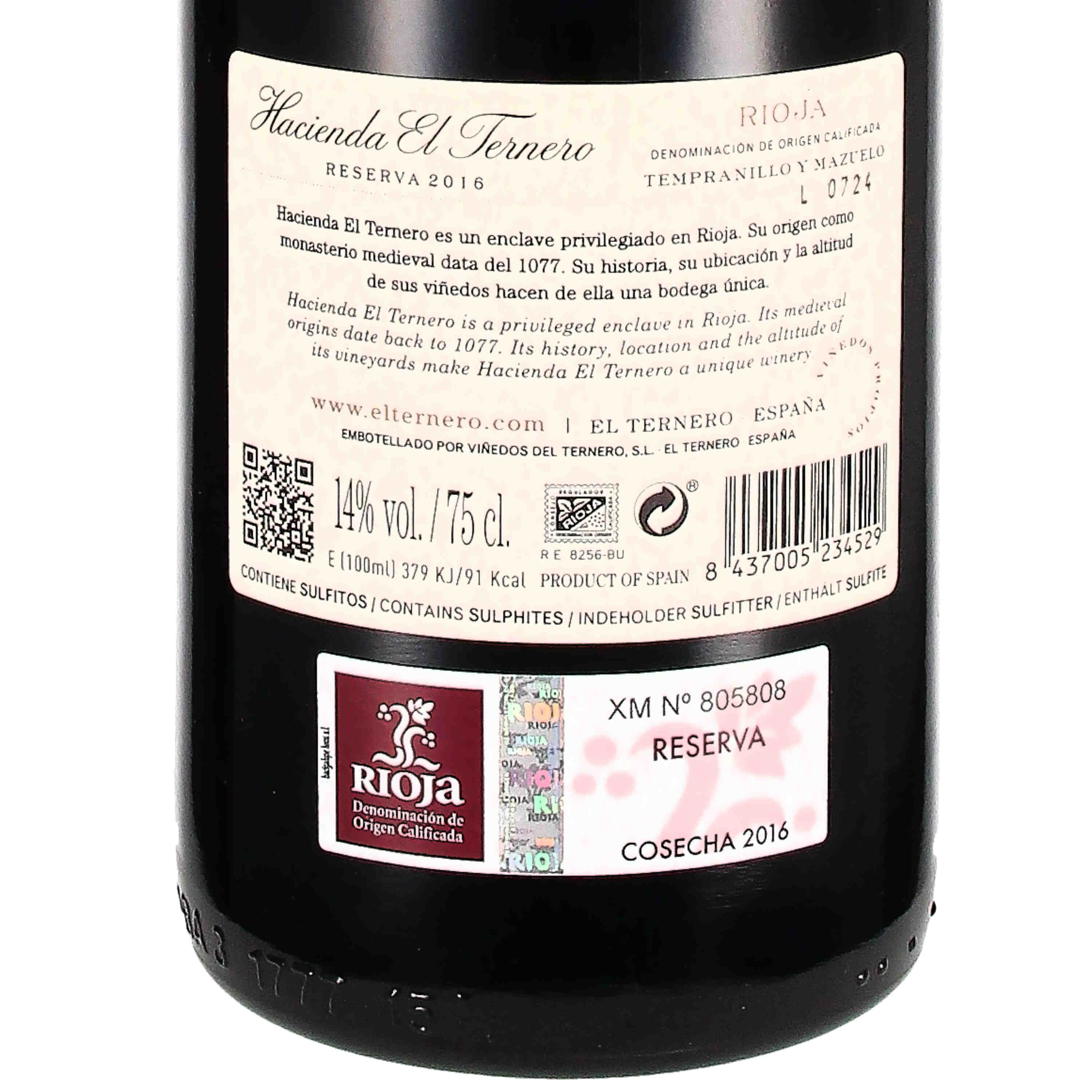 Hacienda El Ternero Reserva Rioja D.O.Ca 2016