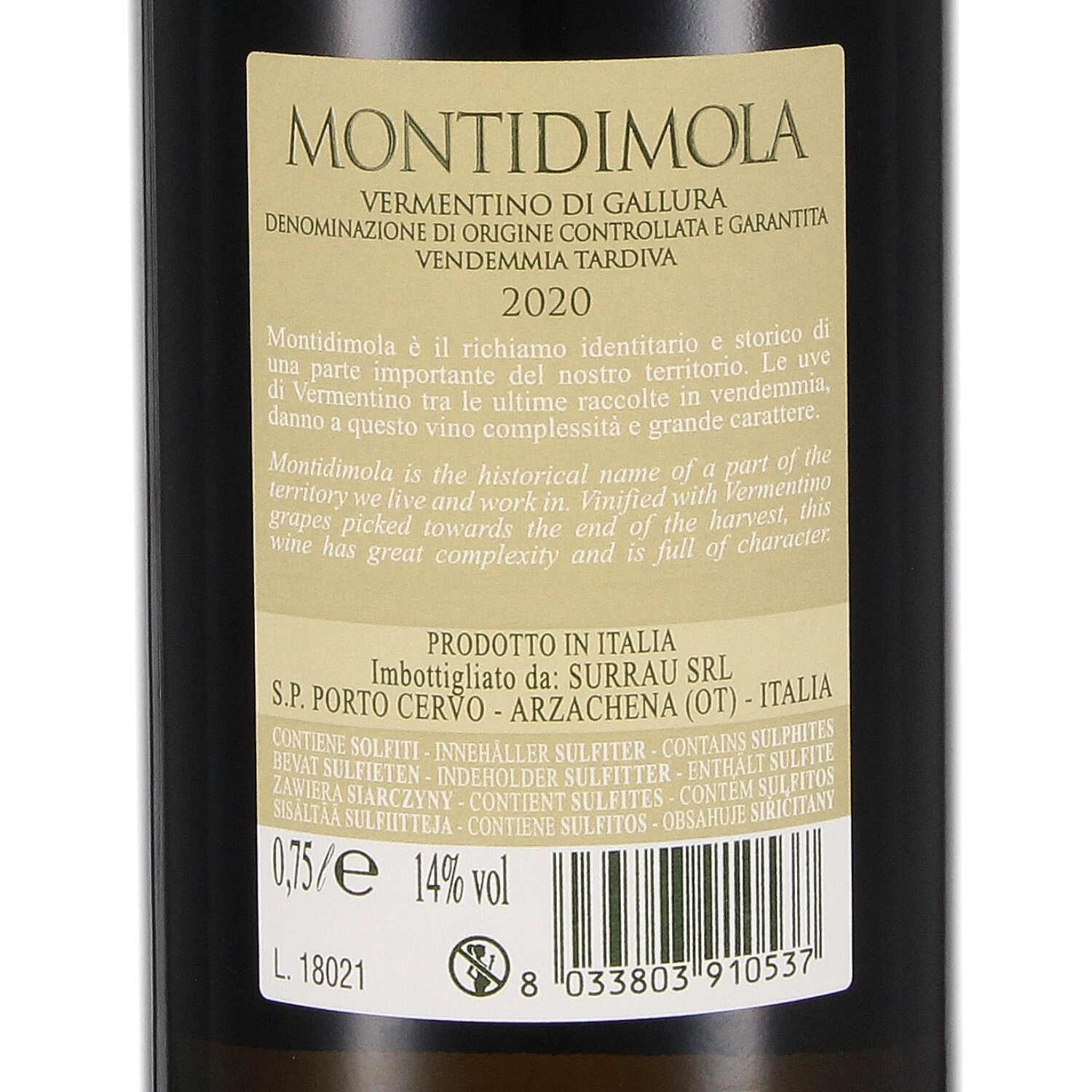Montidimola Vendemmia Tardiva Vermentino di Gallura Superiore 2020