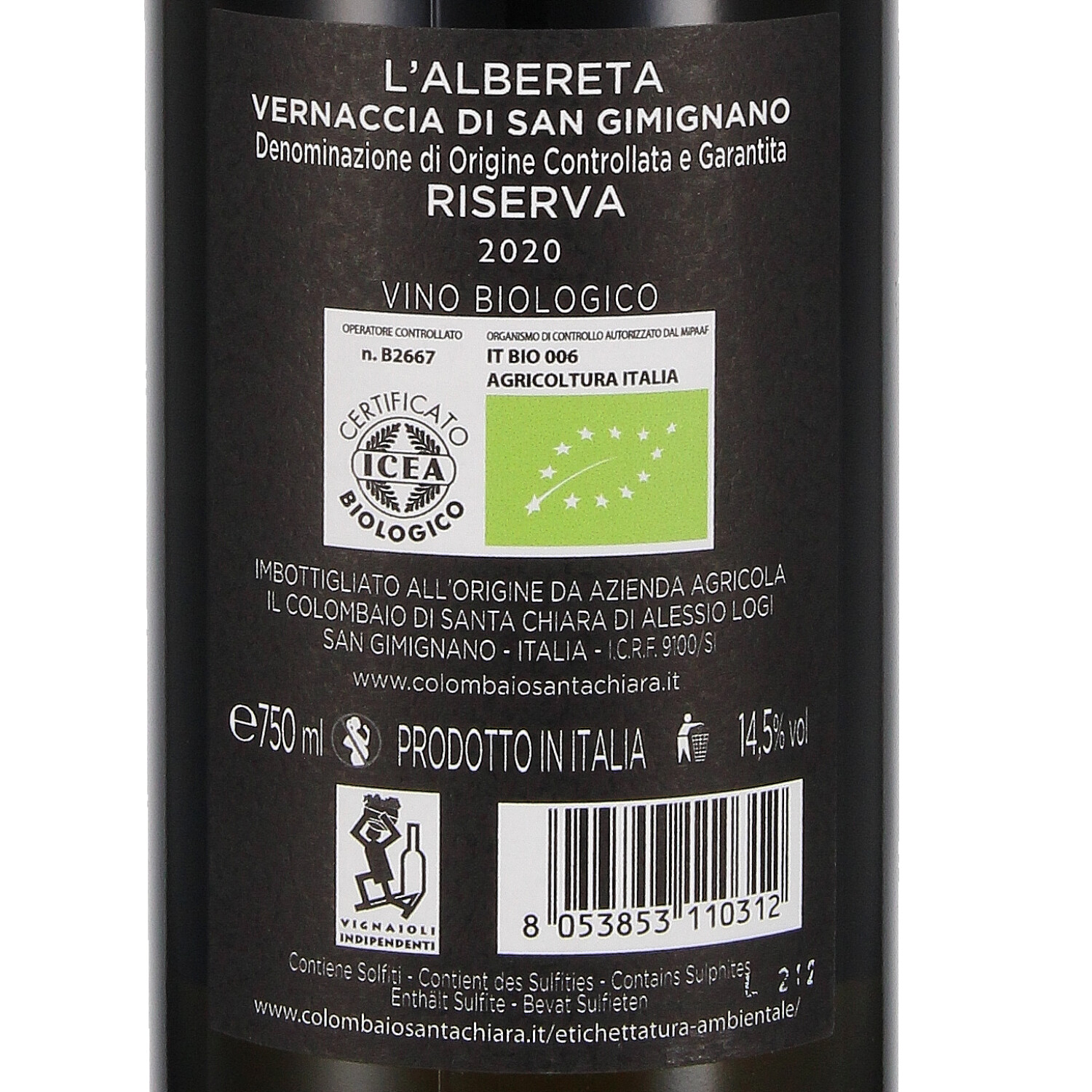 Vernaccia di San Gimignano Riserva DOCG l'Albereta 2020  (bio)