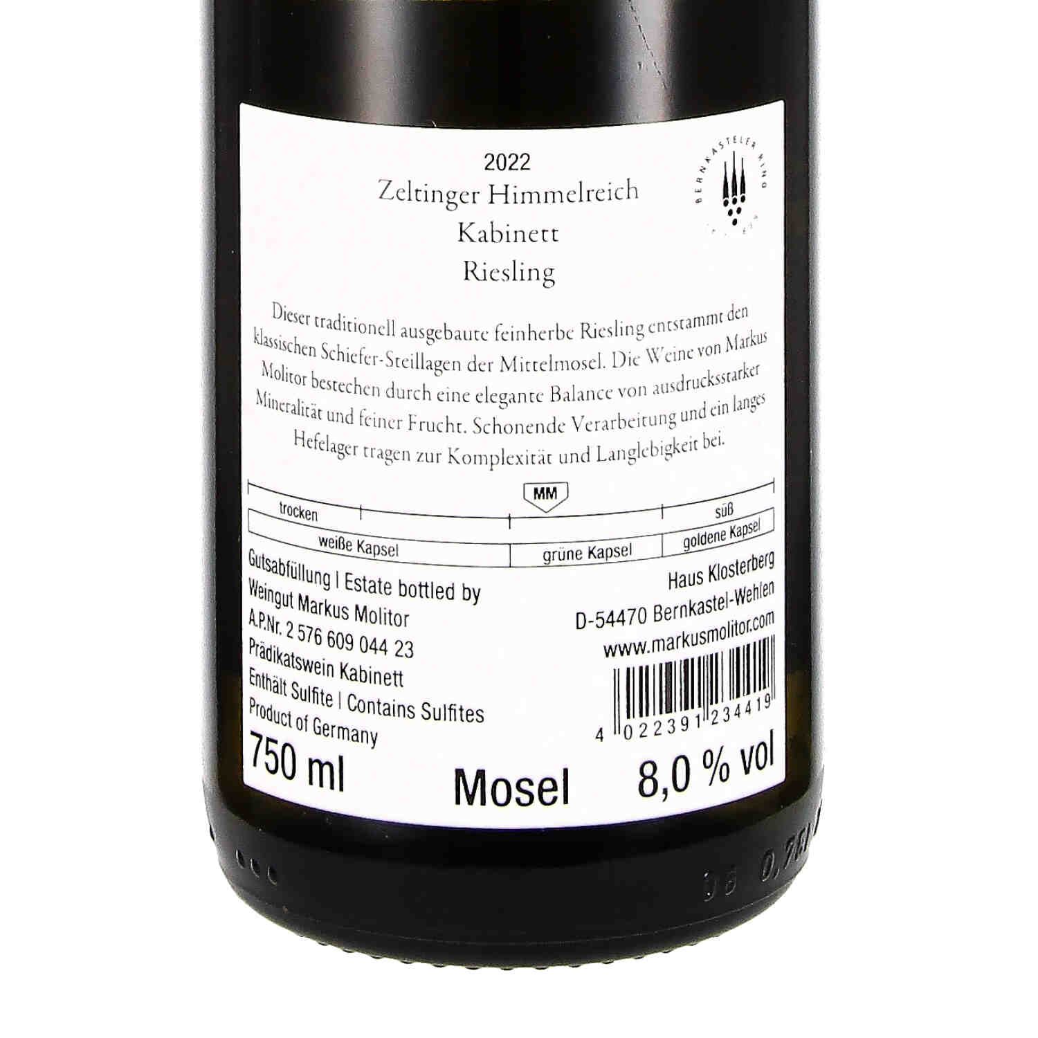 Riesling Kabinett feinherb Zeltinger Himmelreich 2022, Pw