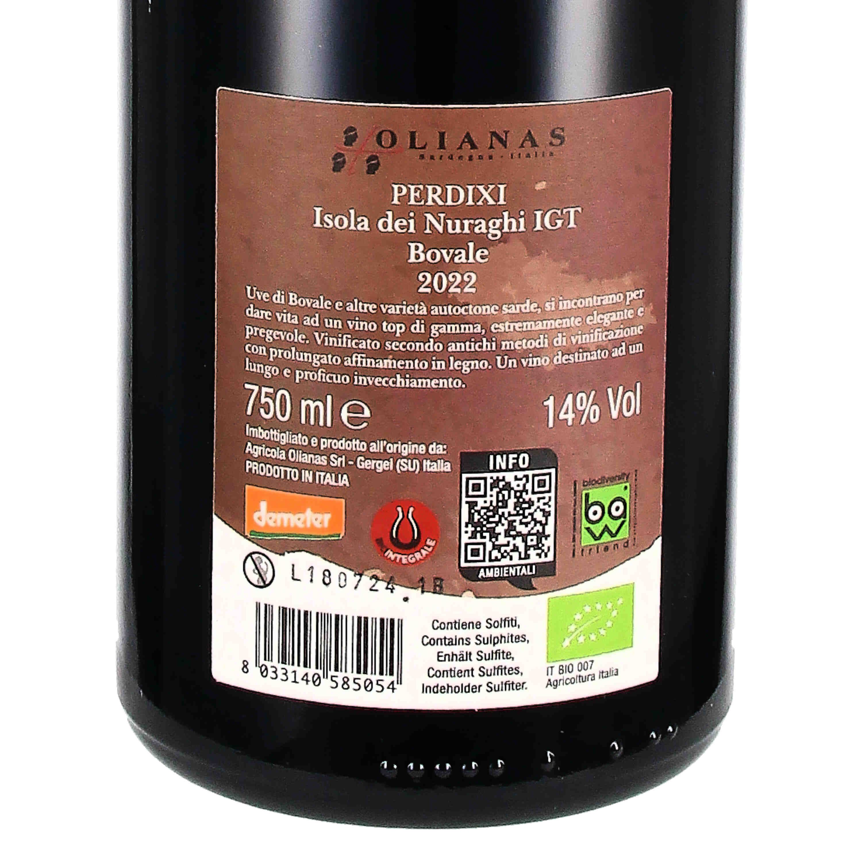"Perdixi" Isola dei Nuraghi IGT 2022 (bio)