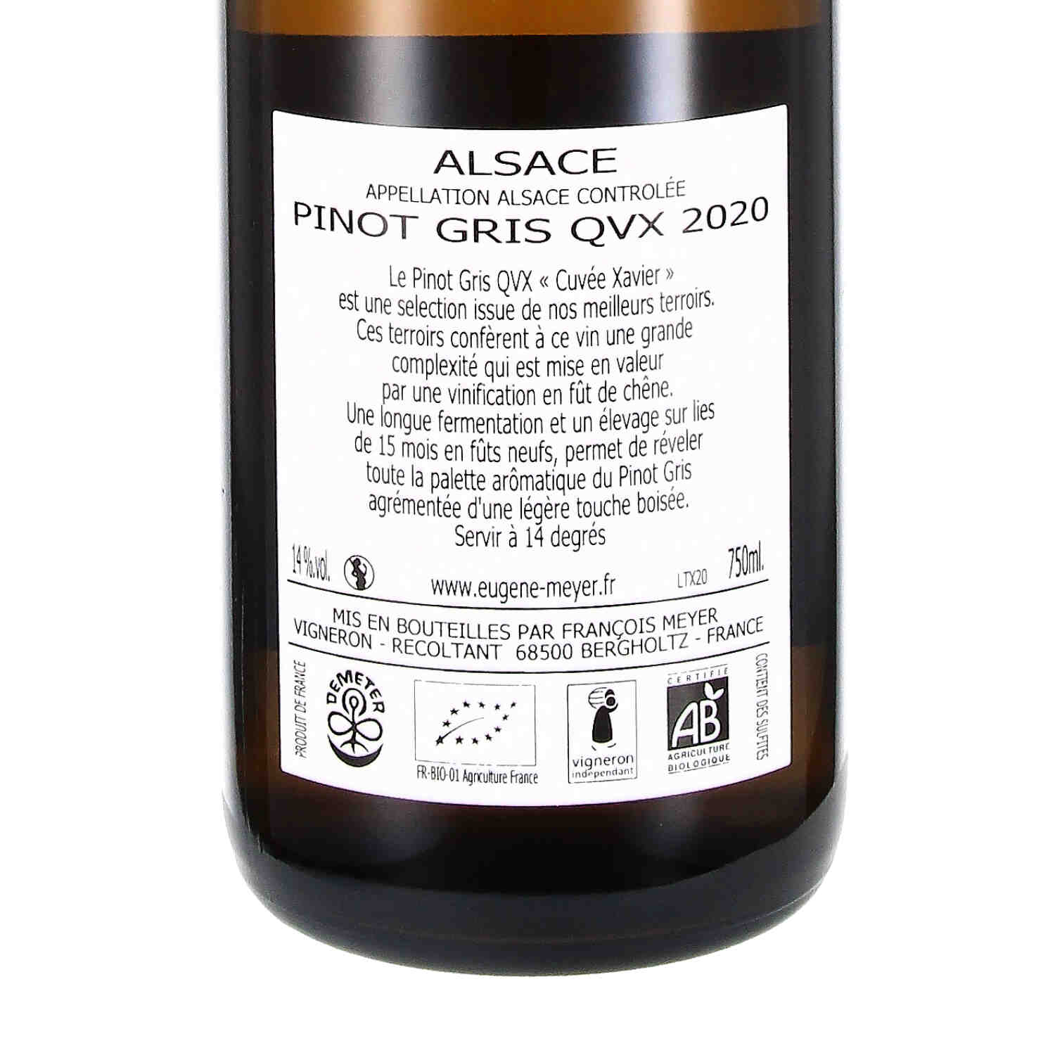 Pinot Gris  QVX AOC 2020 (bio)