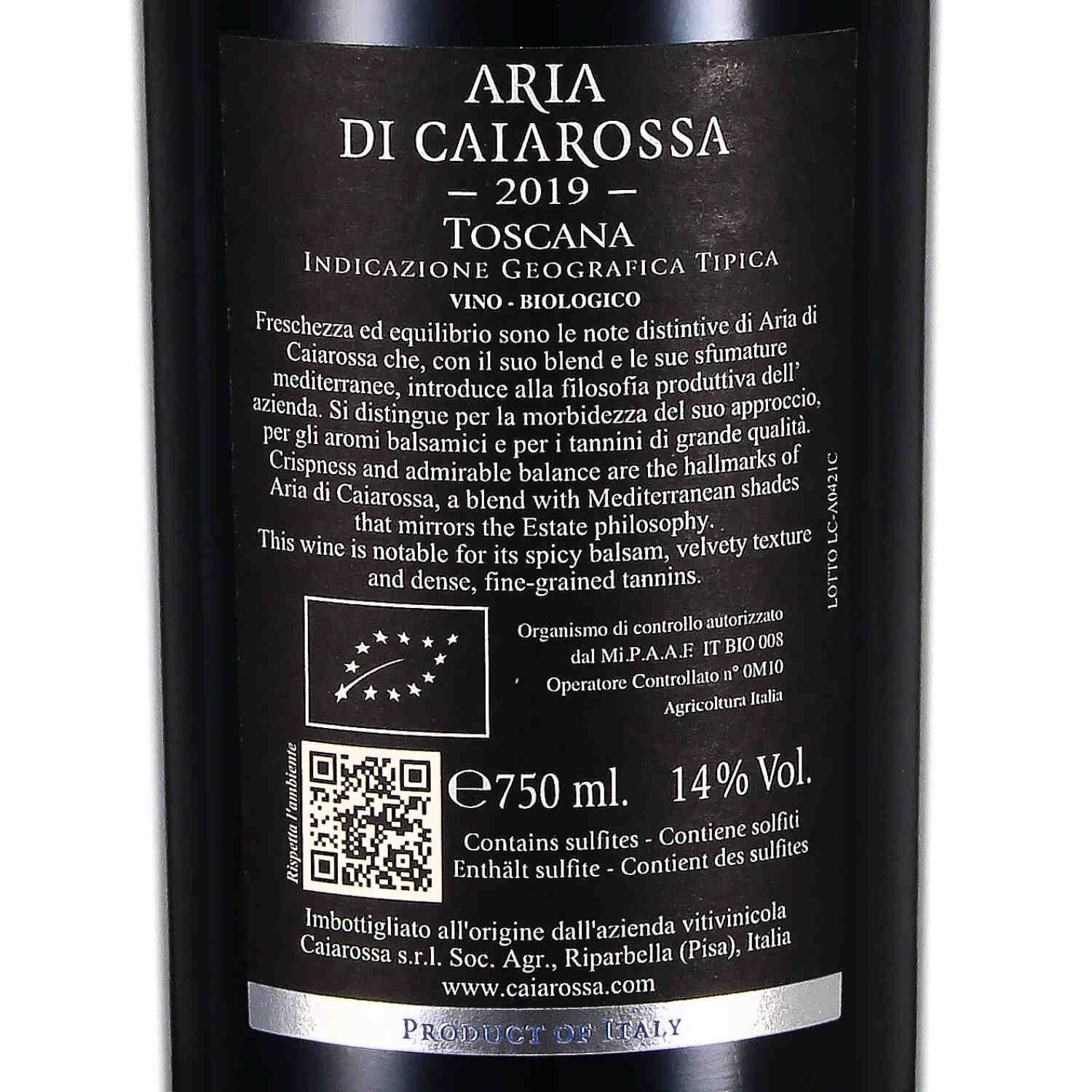 Aria di Caiarossa Toscana rosso IGT 2019 (bio)