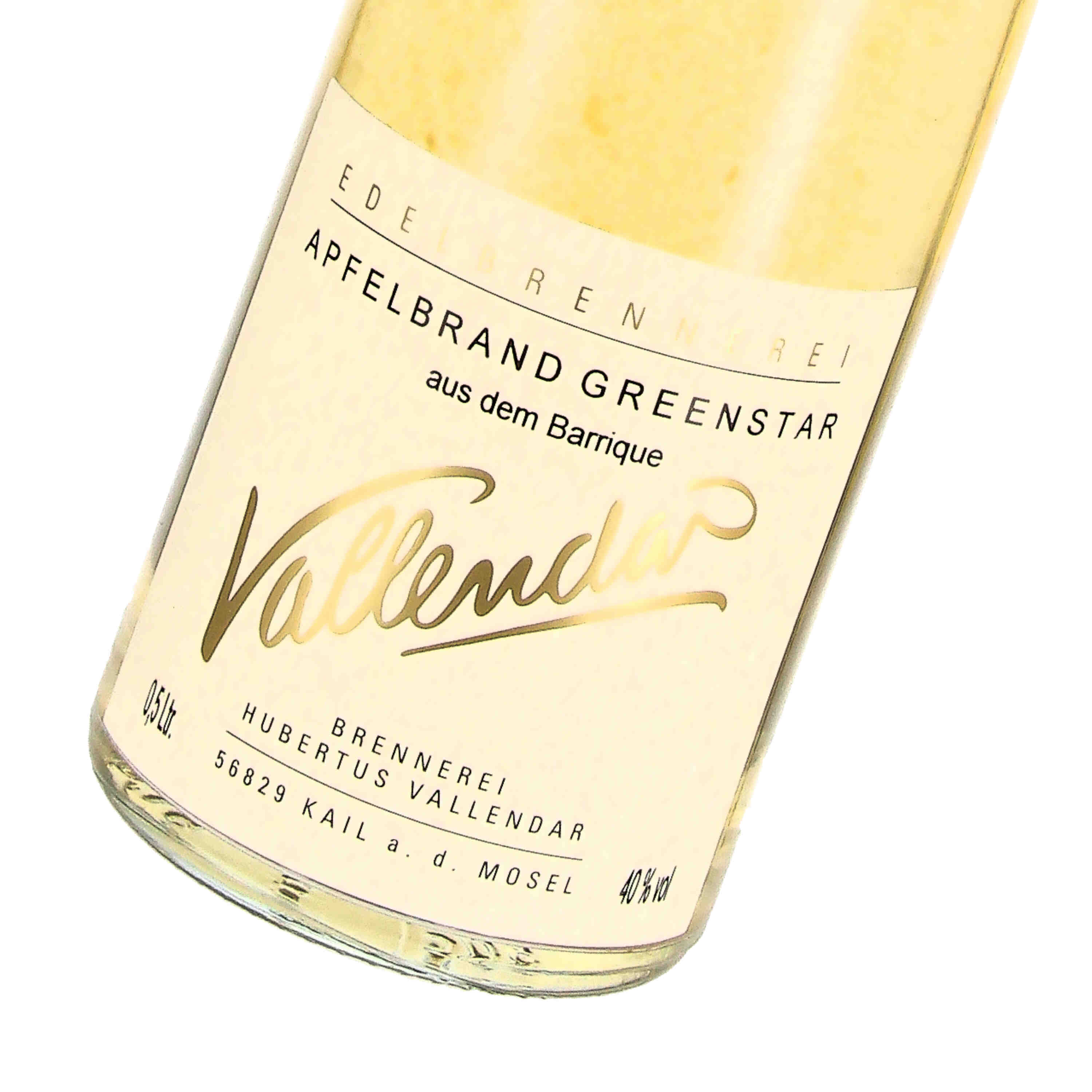 Apfelbrand Greenstar aus dem Barrique 40% Vol.