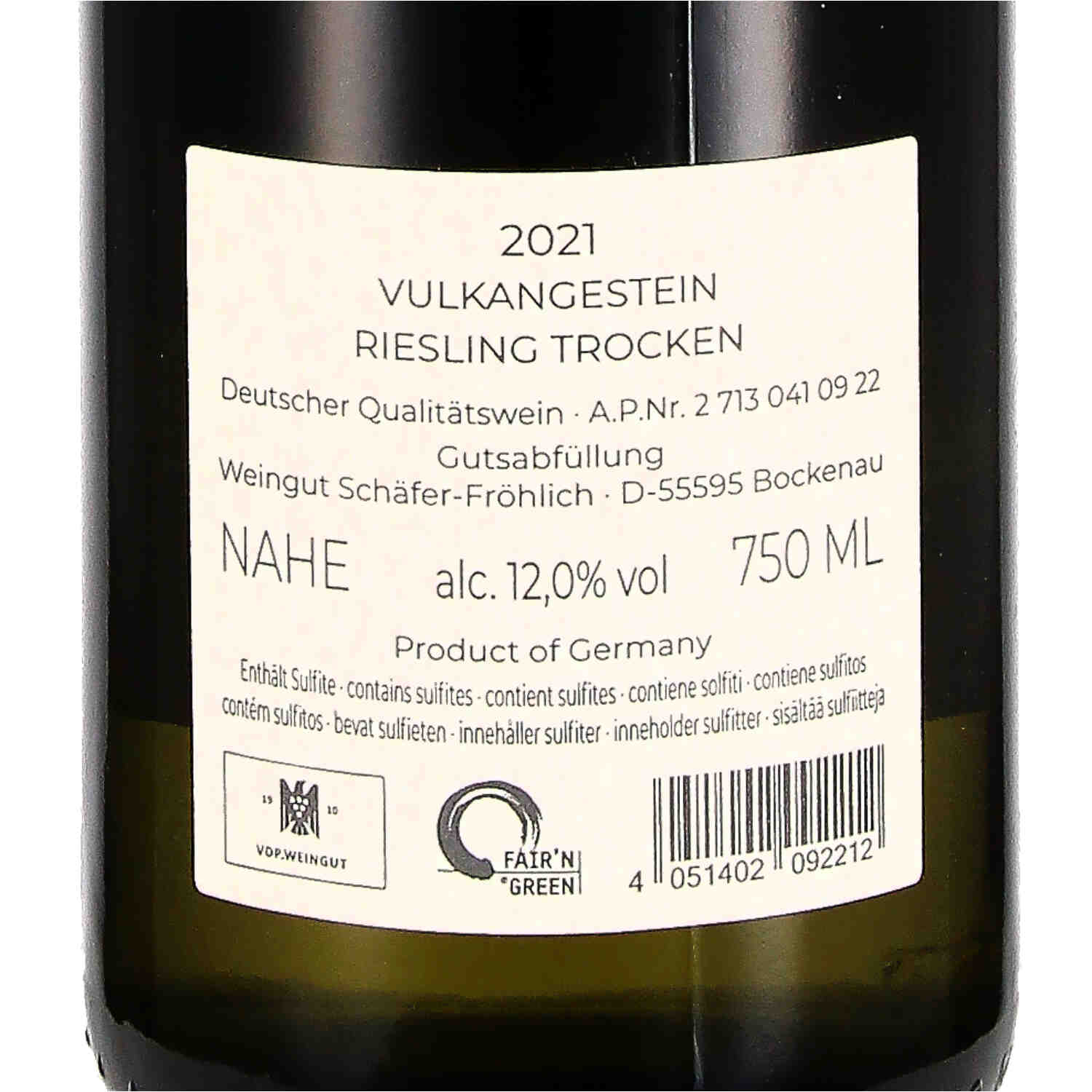 Riesling trocken vom Vulkangestein 2021, QW