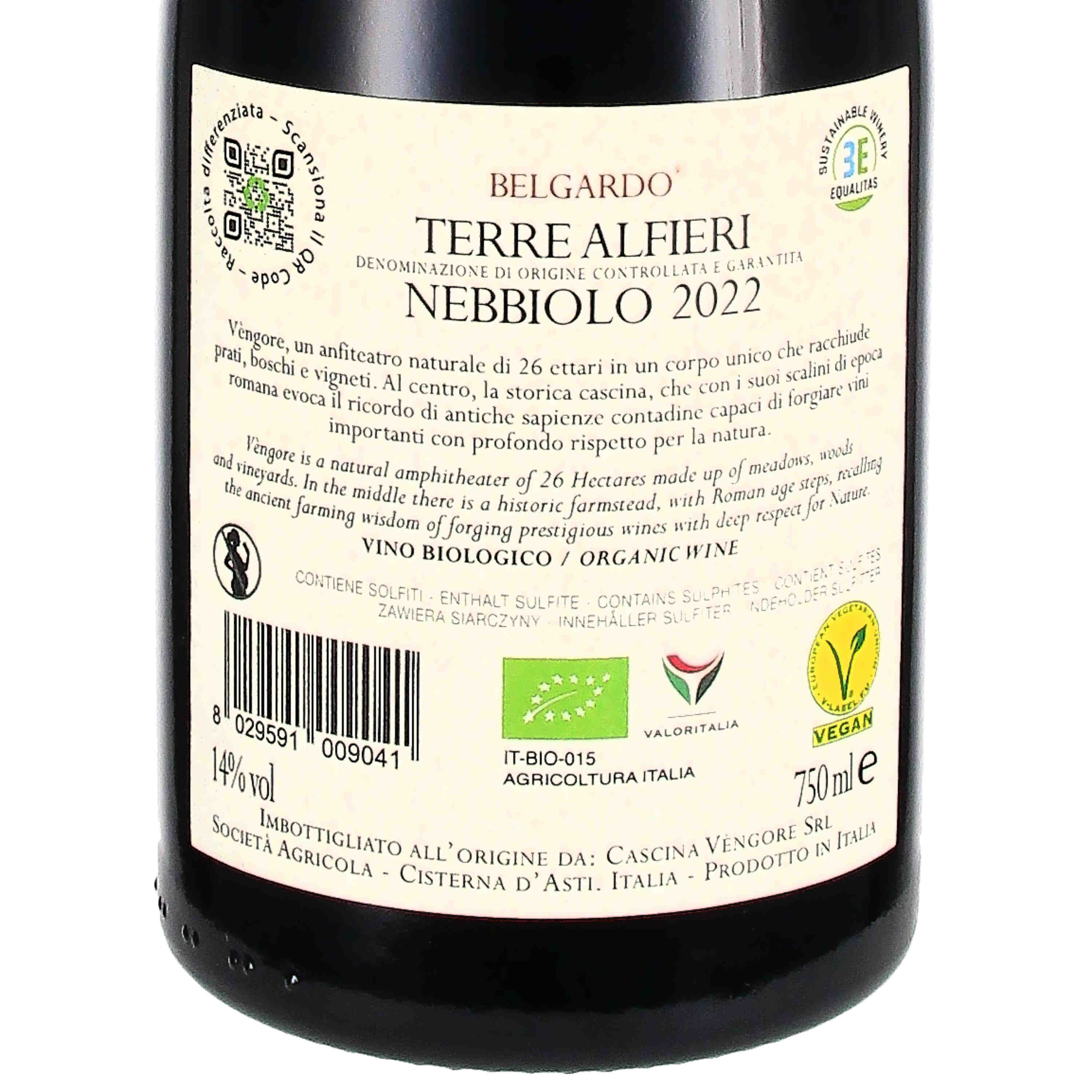 Belgardo Nebbiolo Terre Alfieri DOC 2022 (bio)