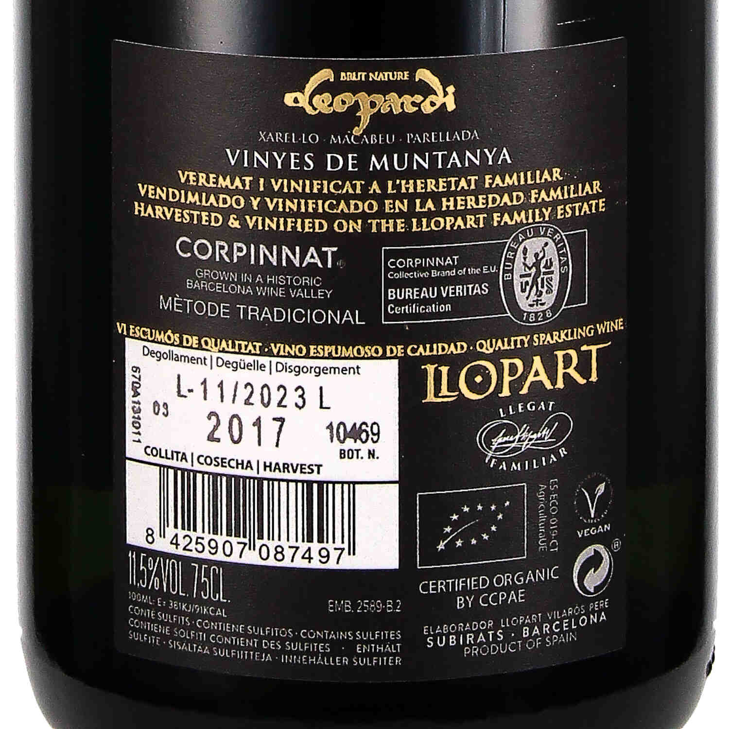 Corpinnat brut nature Leopardi 2017 (bio)