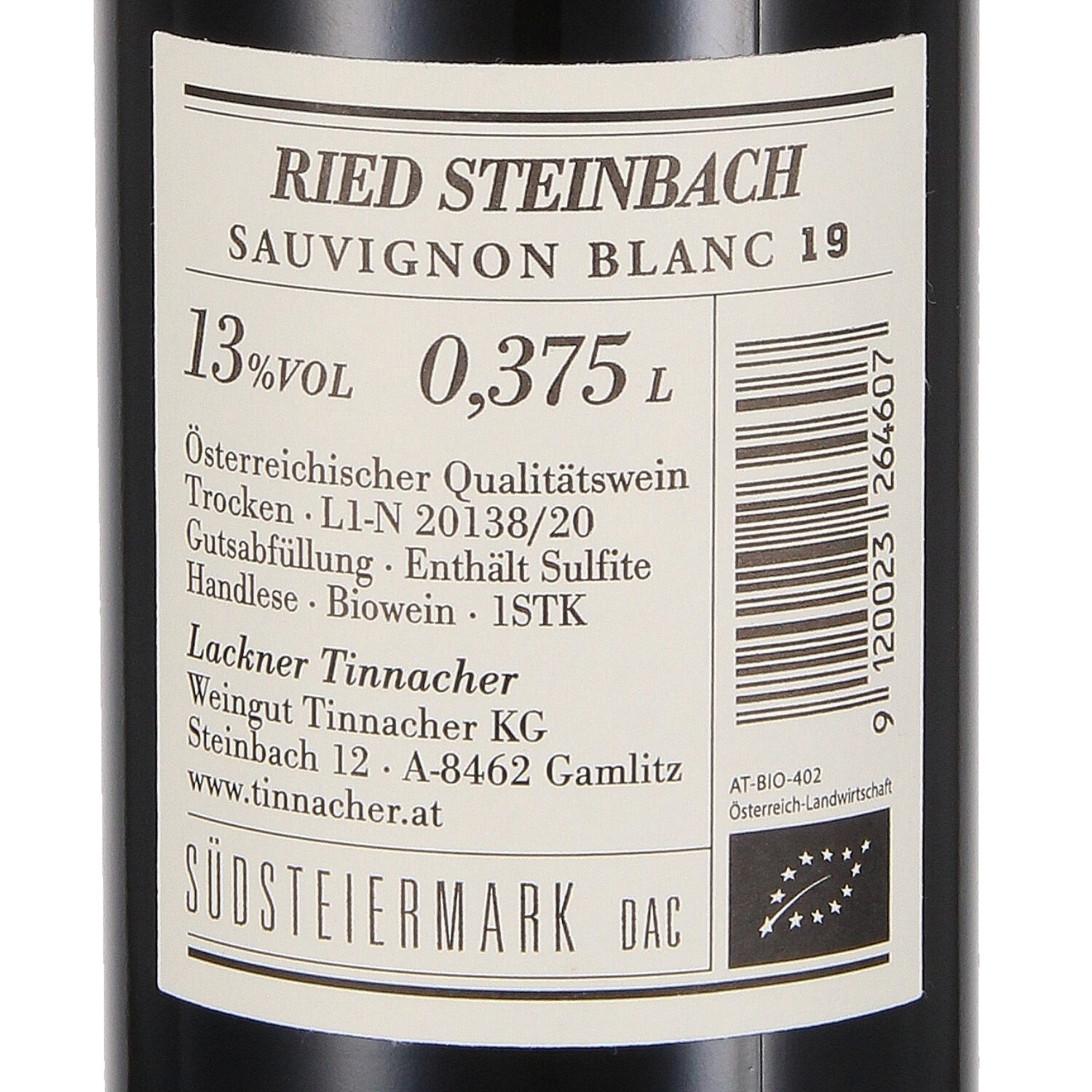 Sauvignon Blanc Steinbach Erste STK Lage 2019, Qw (bio)  - halbe Flasche