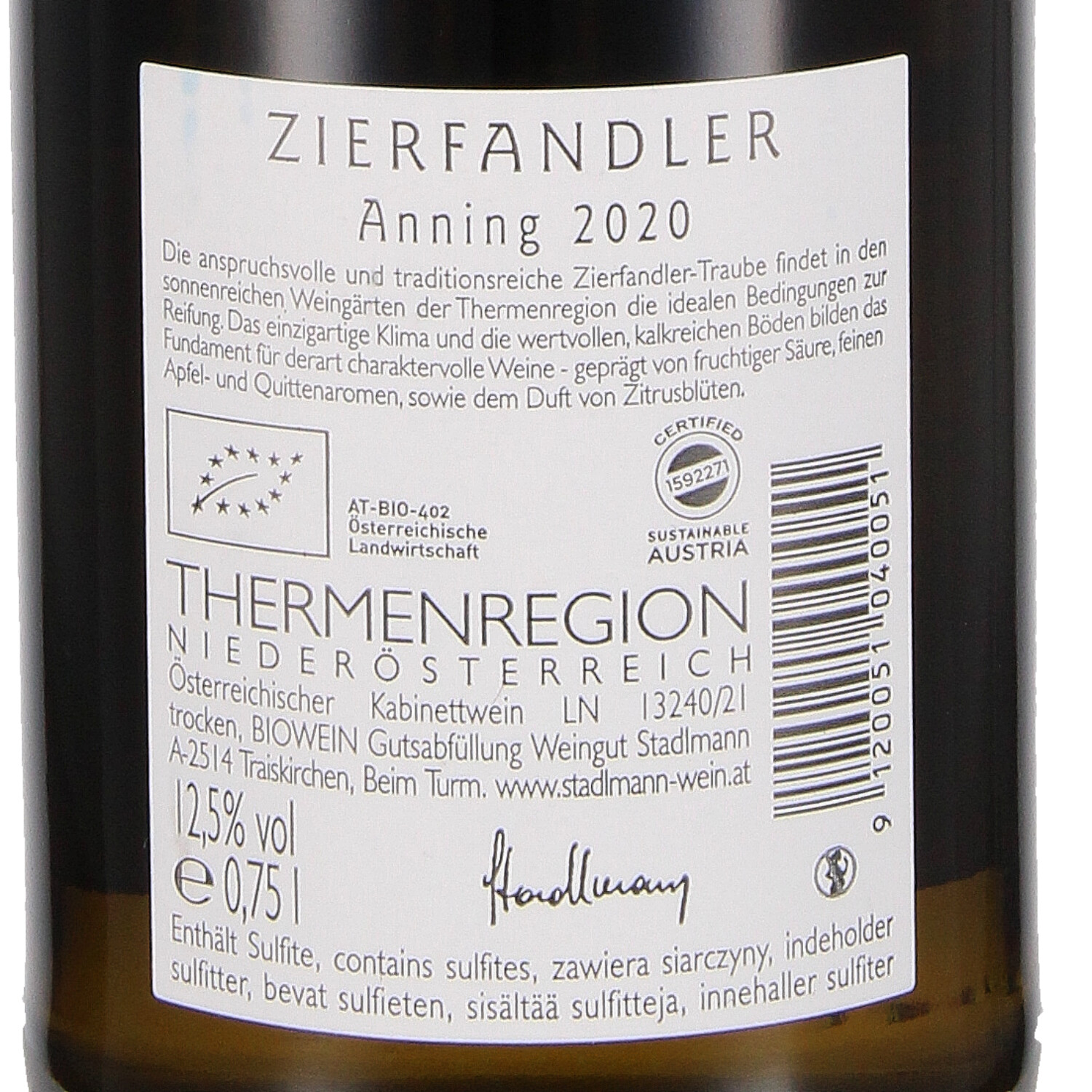 Zierfandler Anninger 2020, Qw (bio)