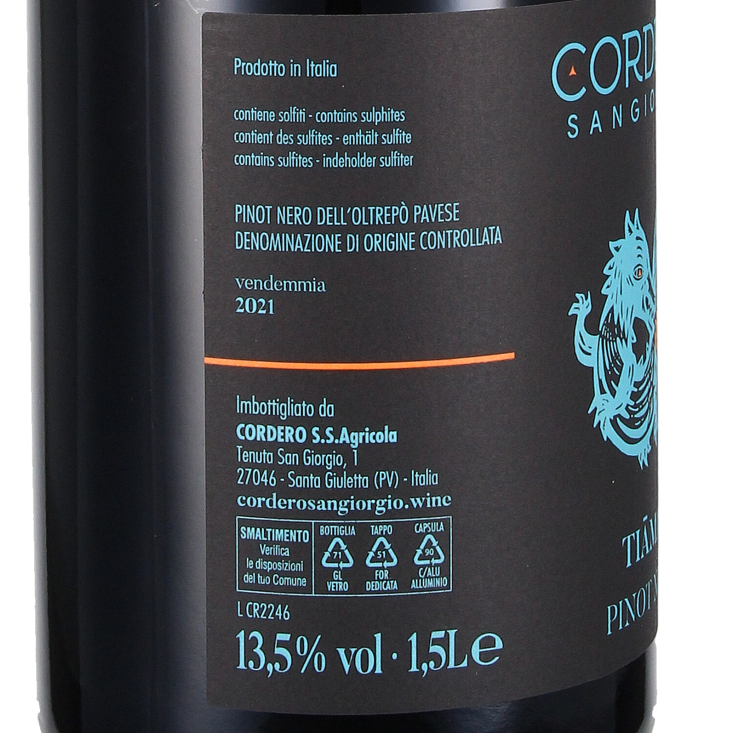 Tiamat Pinot Nero dell'Oltrepò Pavese DOC 2021 - Magnum