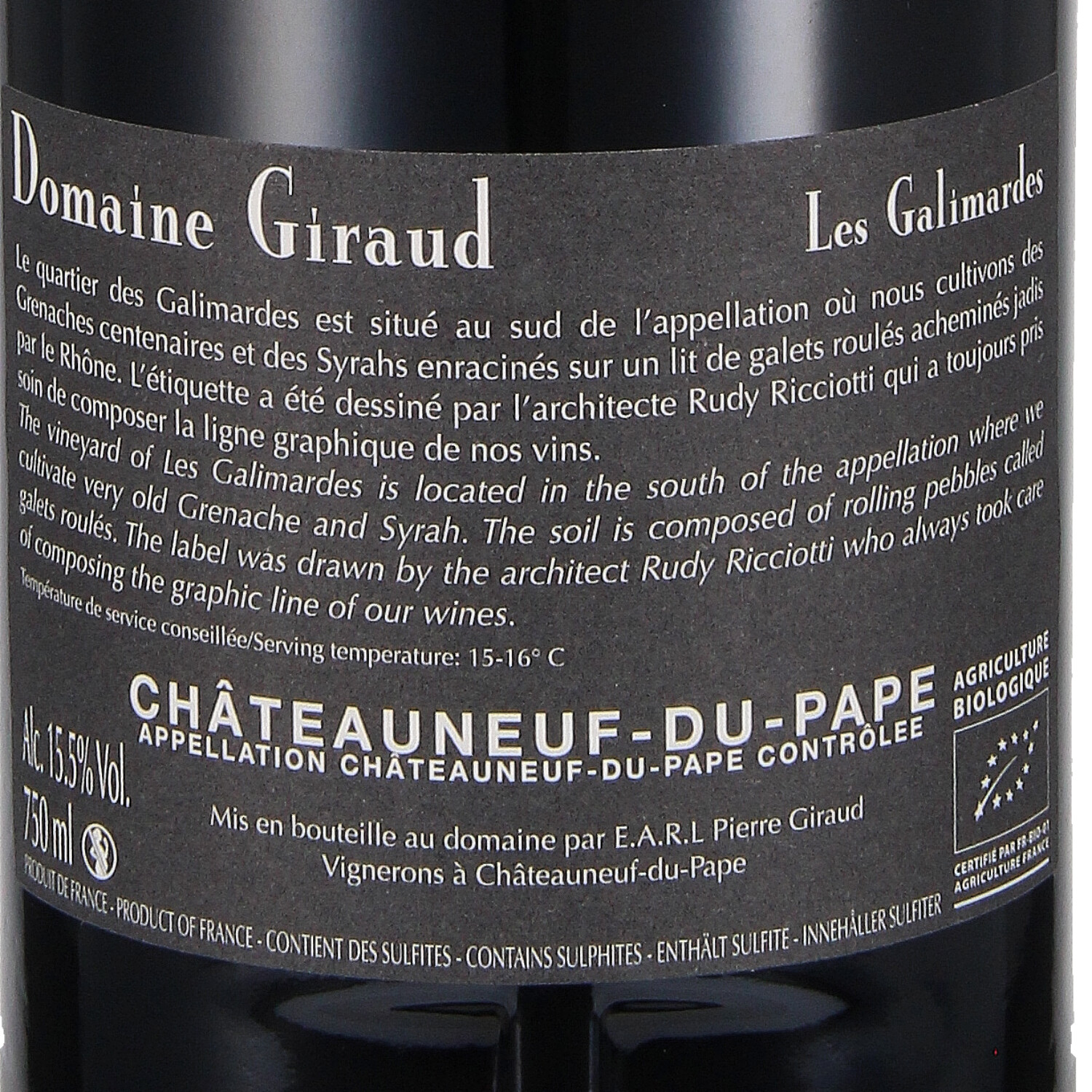 Châteauneuf du Pape AOP "Les Galimardes" 2019 (bio)