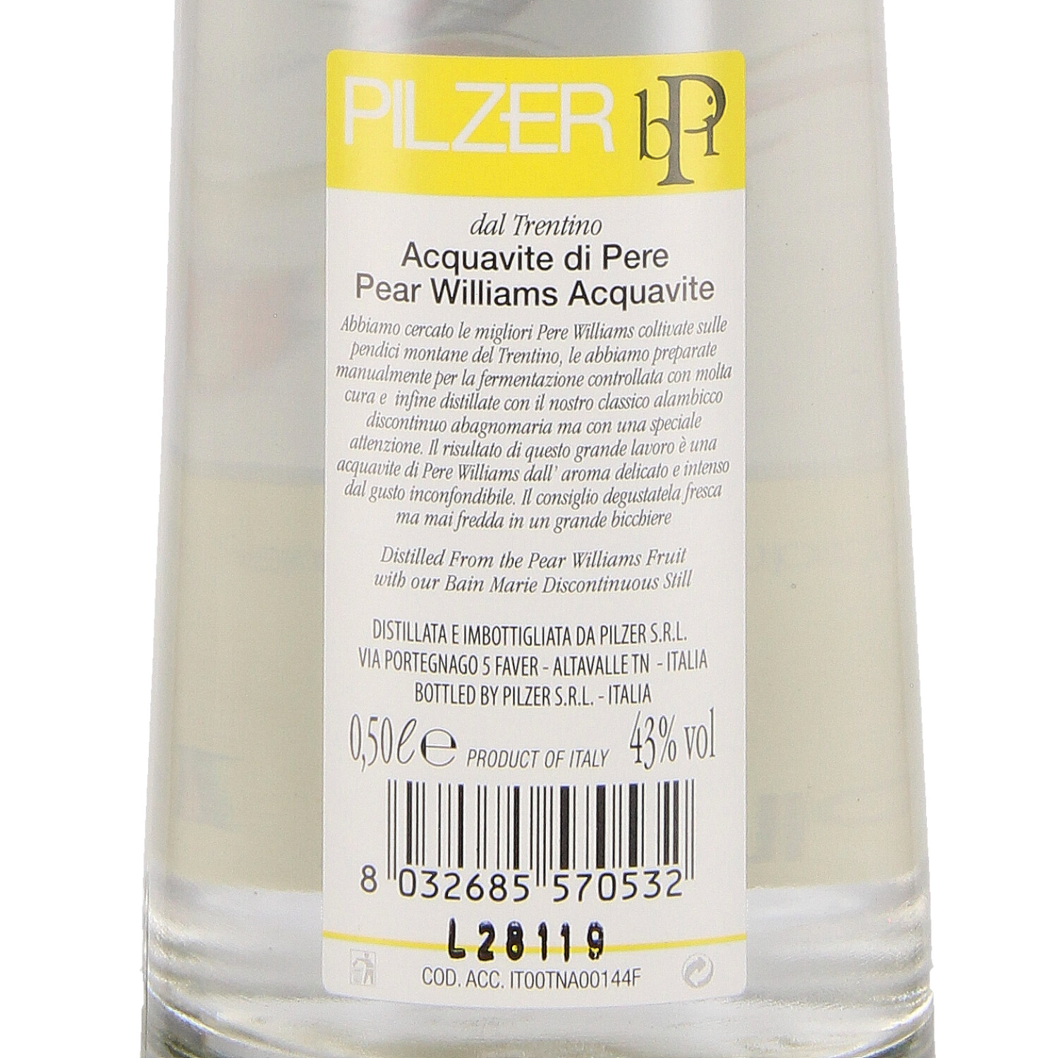 Acquavite di Pere Williams 50 cl, 43% Vol. alc.