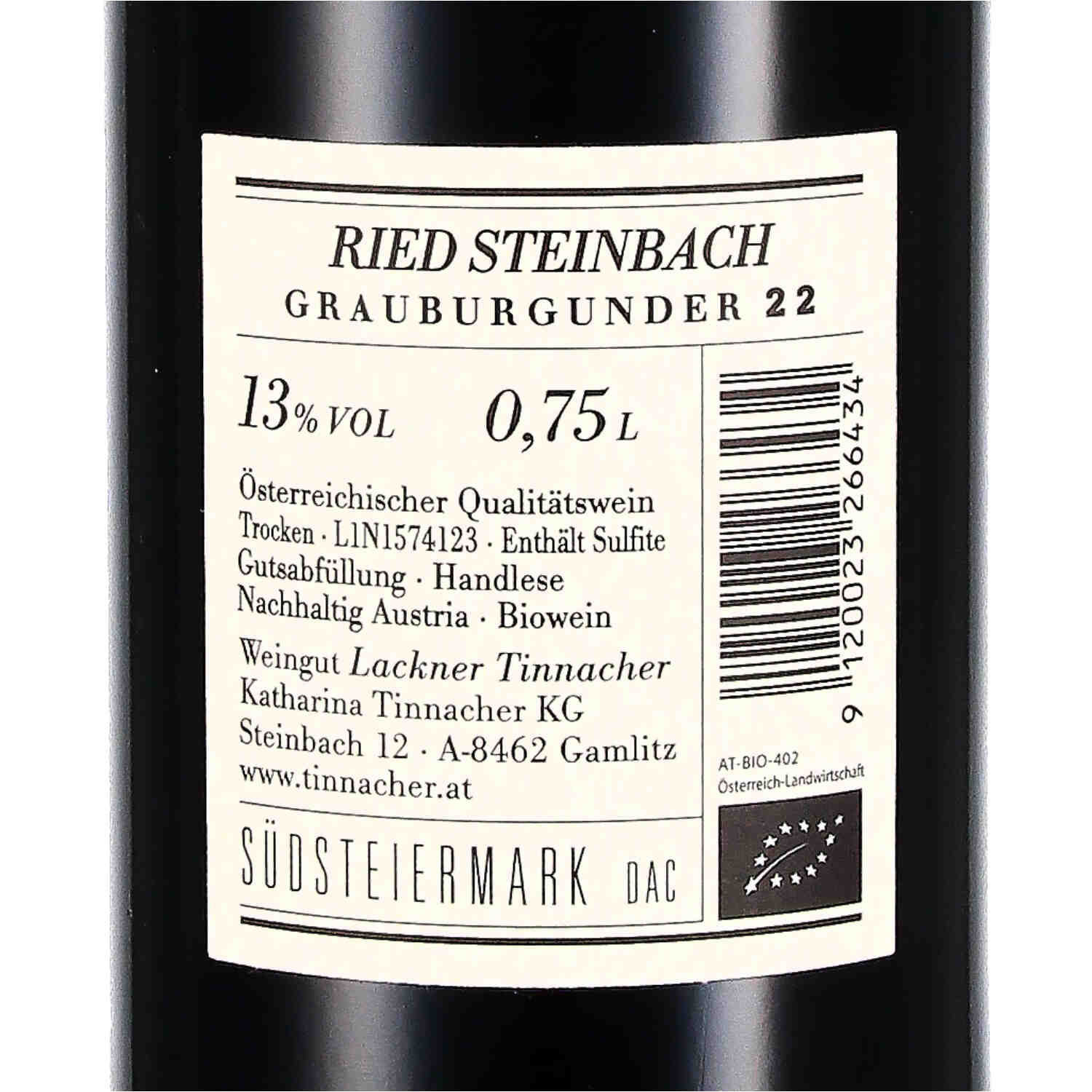 Grauburgunder Steinbach Erste STK Lage 2022, Qw (bio)